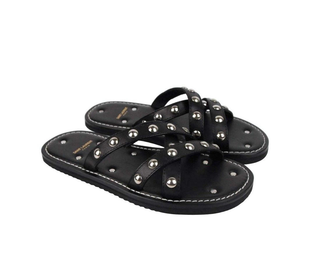 Men's Leather Sandal With Silver Studs (39 EU / 6 US) - Saint Laurent - Modalova