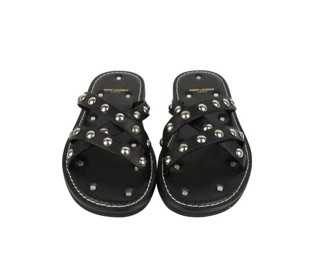 Men's Leather Sandal With Silver Studs (39 EU / 6 US) - Saint Laurent - Modalova