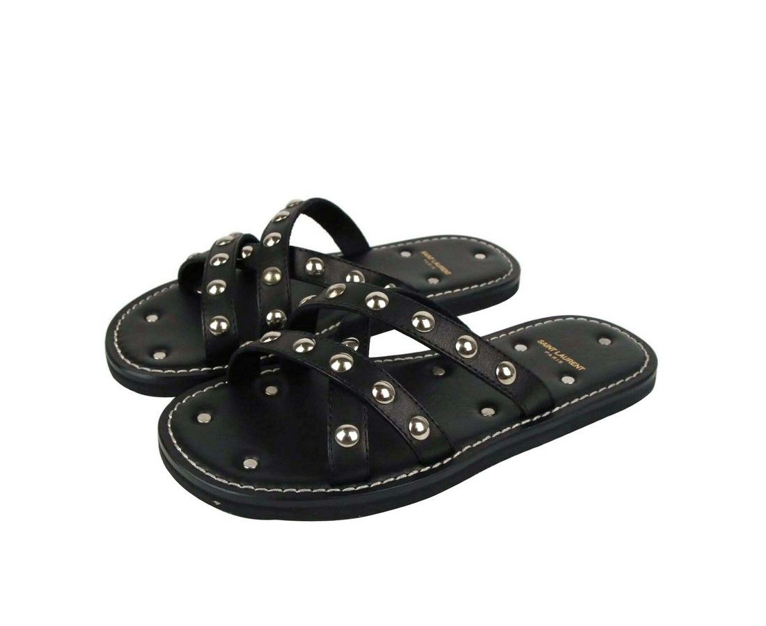 Men's Leather Sandal With Silver Studs (39 EU / 6 US) - Saint Laurent - Modalova