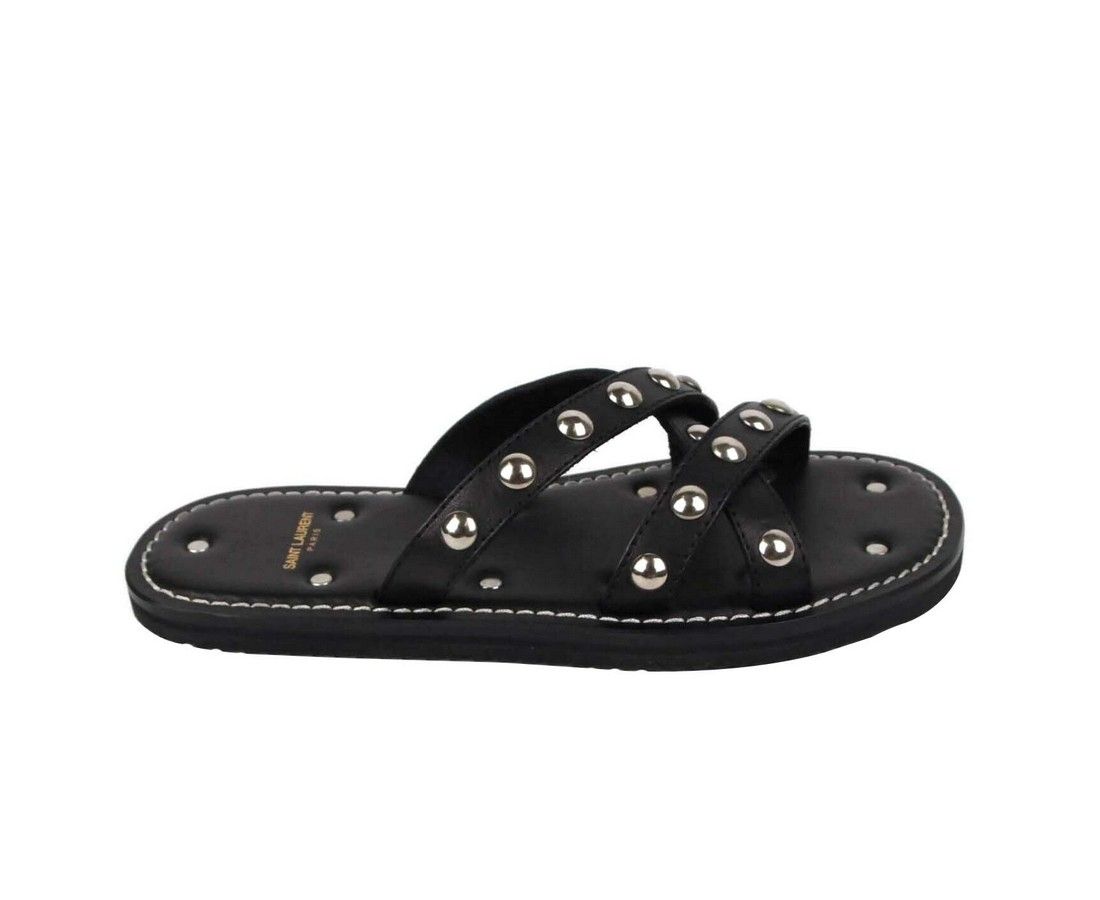 Men's Leather Sandal With Silver Studs (39 EU / 6 US) - Saint Laurent - Modalova