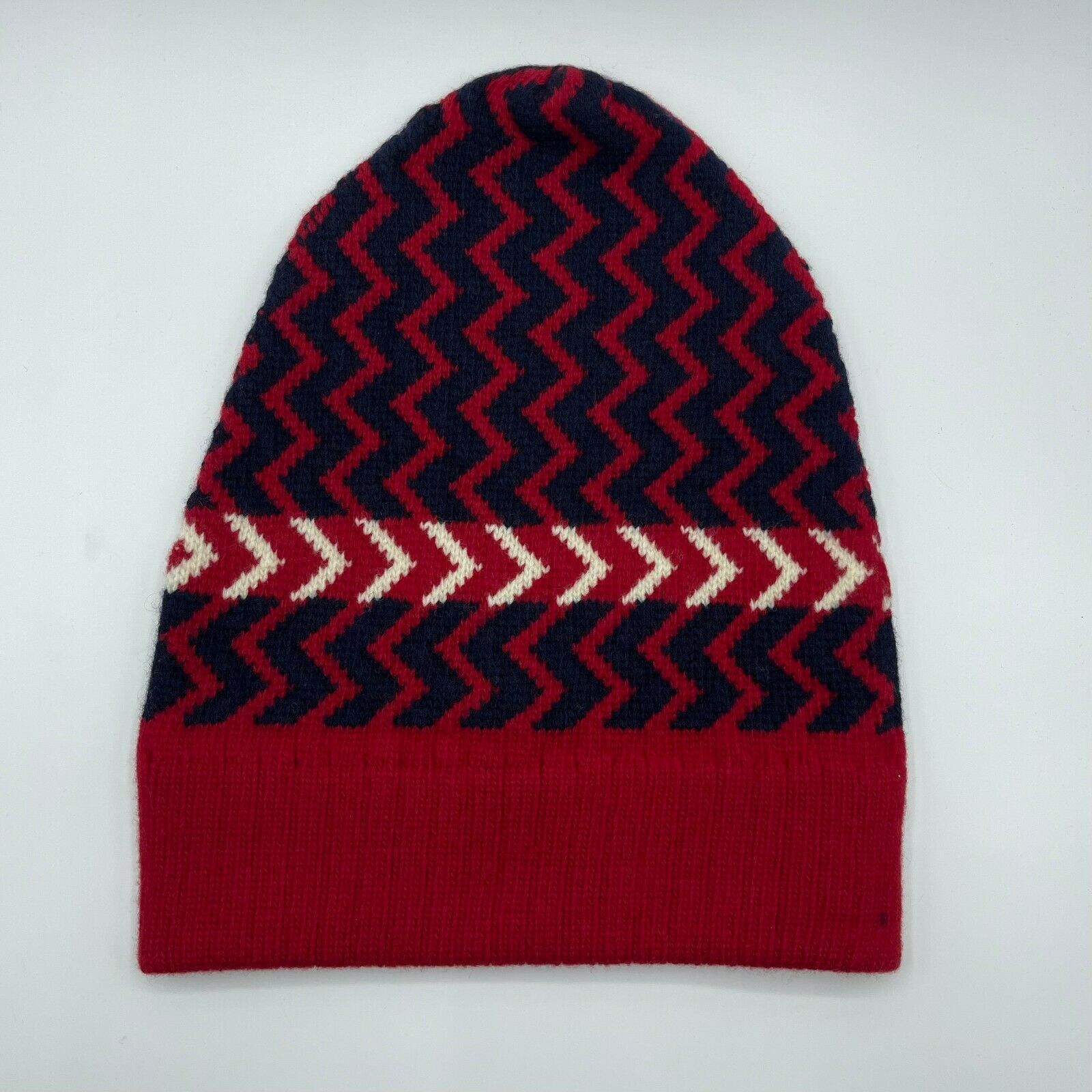 Men's Unisex Wool Red Blue Zigzag Pattern Knit Beanie Hat - Gucci - Modalova