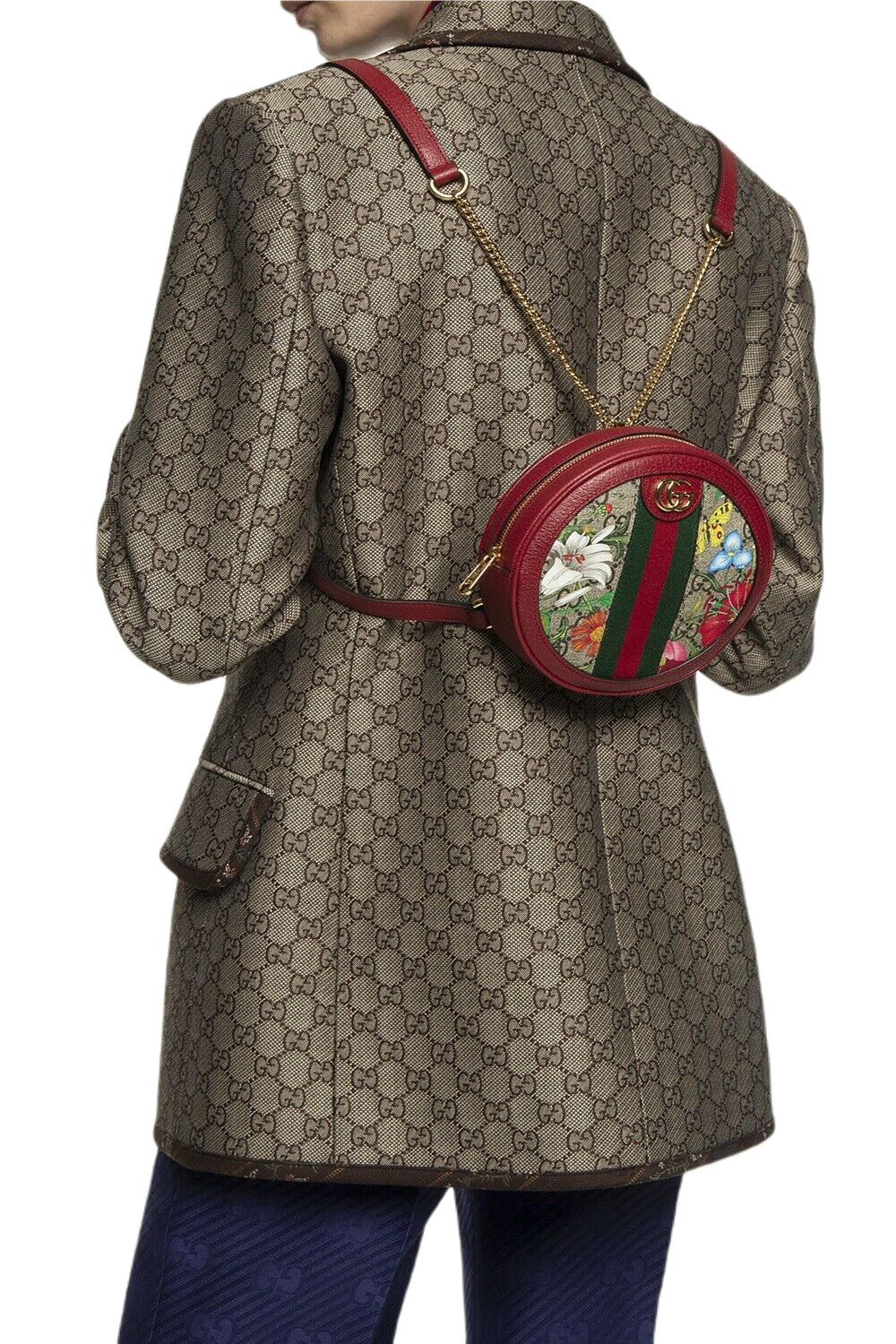 GG Supreme Monogram Web Flora Mini Ophidia Round Backpack - Gucci - Modalova