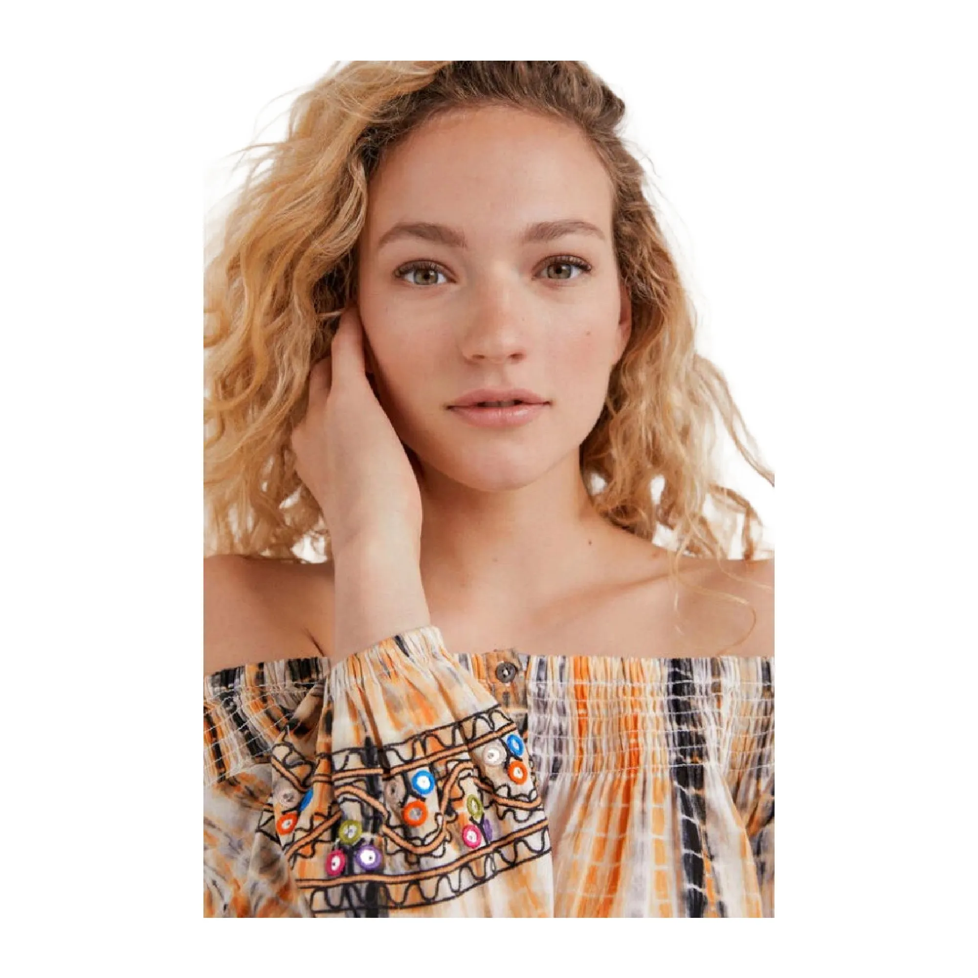Savannah Vibrant Printed Embroidered Blouse - Desigual - Modalova
