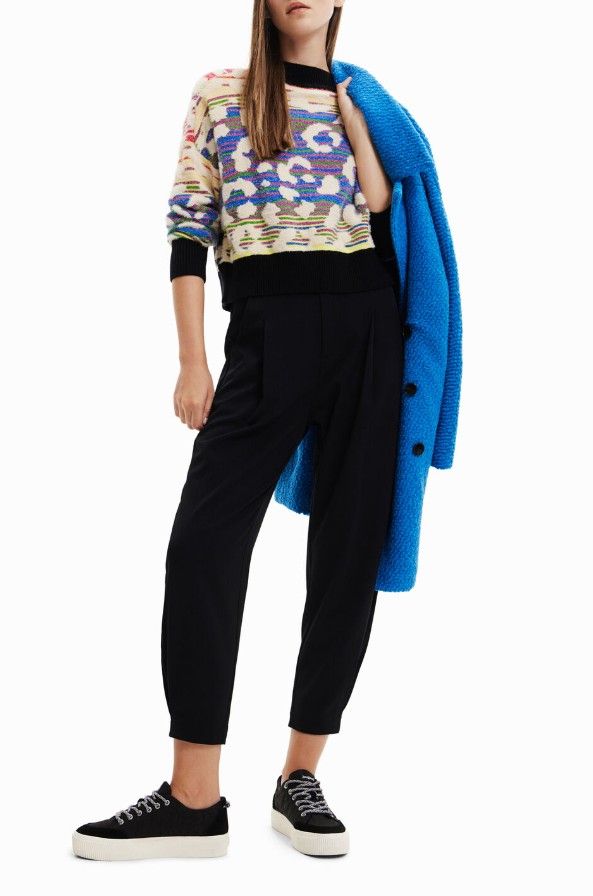 Striped Leopard-Effect Sweater - Desigual - Modalova