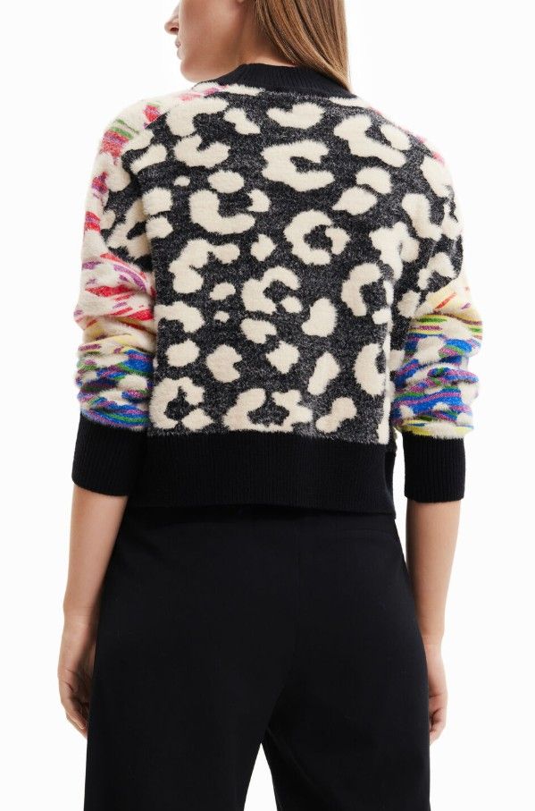 Striped Leopard-Effect Sweater - Desigual - Modalova