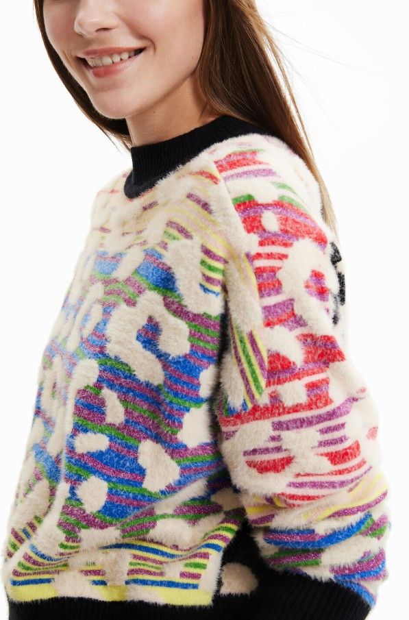 Striped Leopard-Effect Sweater - Desigual - Modalova