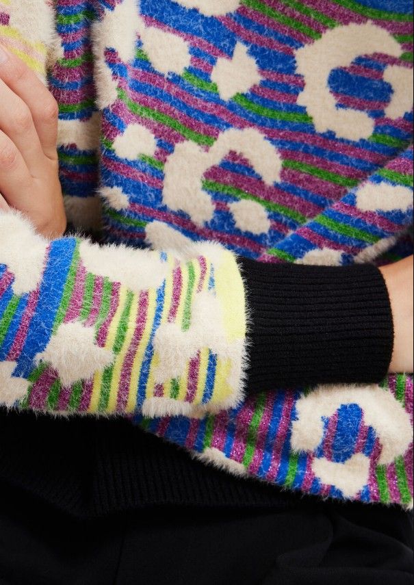 Striped Leopard-Effect Sweater - Desigual - Modalova
