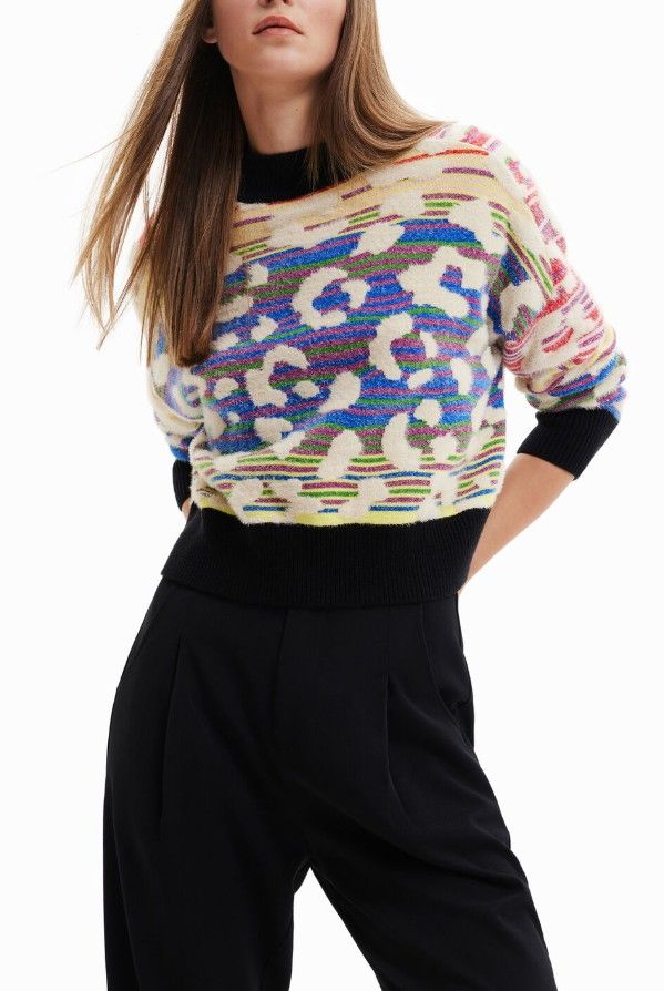 Striped Leopard-Effect Sweater - Desigual - Modalova