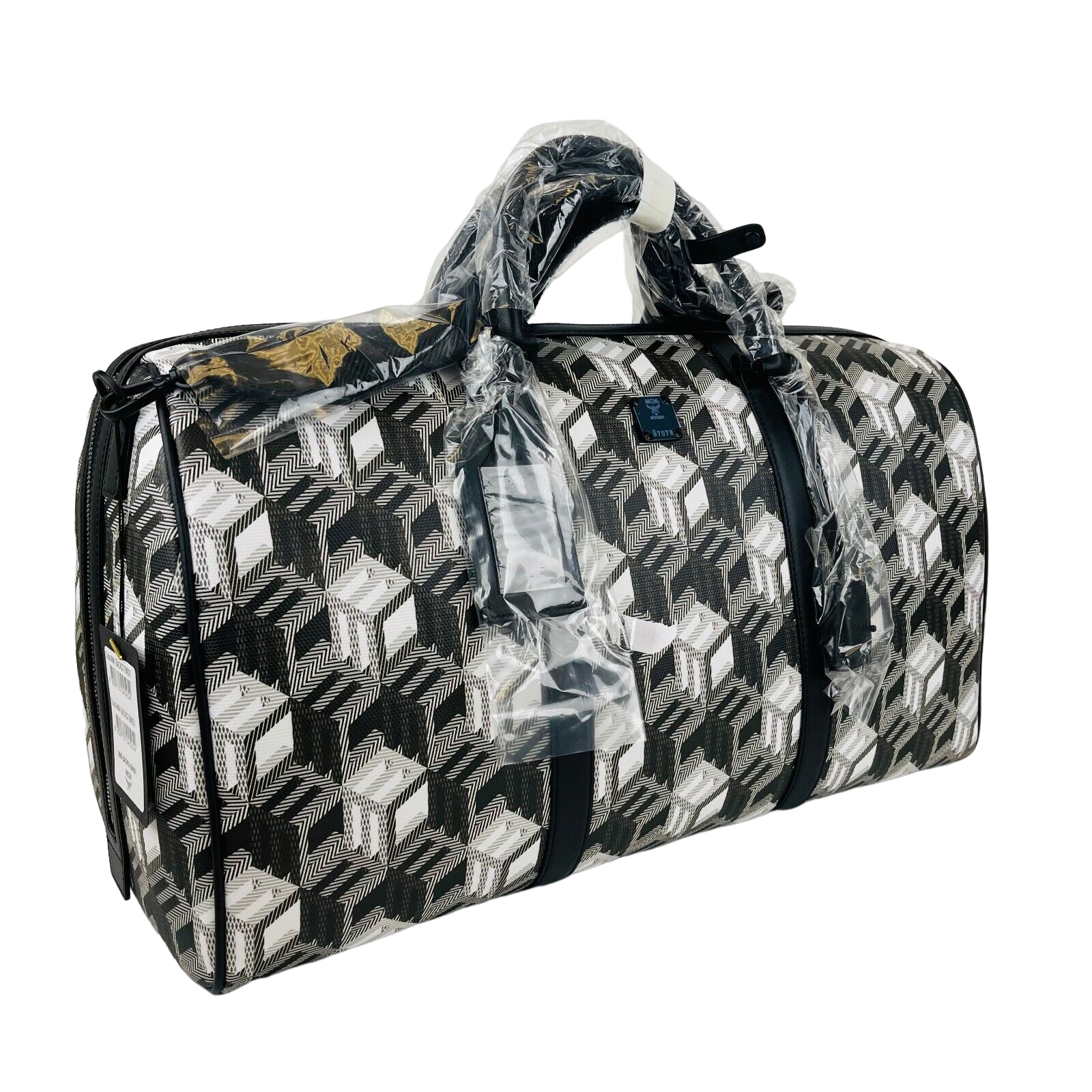 White Cubic Monogram Canvas Weekender Duffel Bag - MCM - Modalova