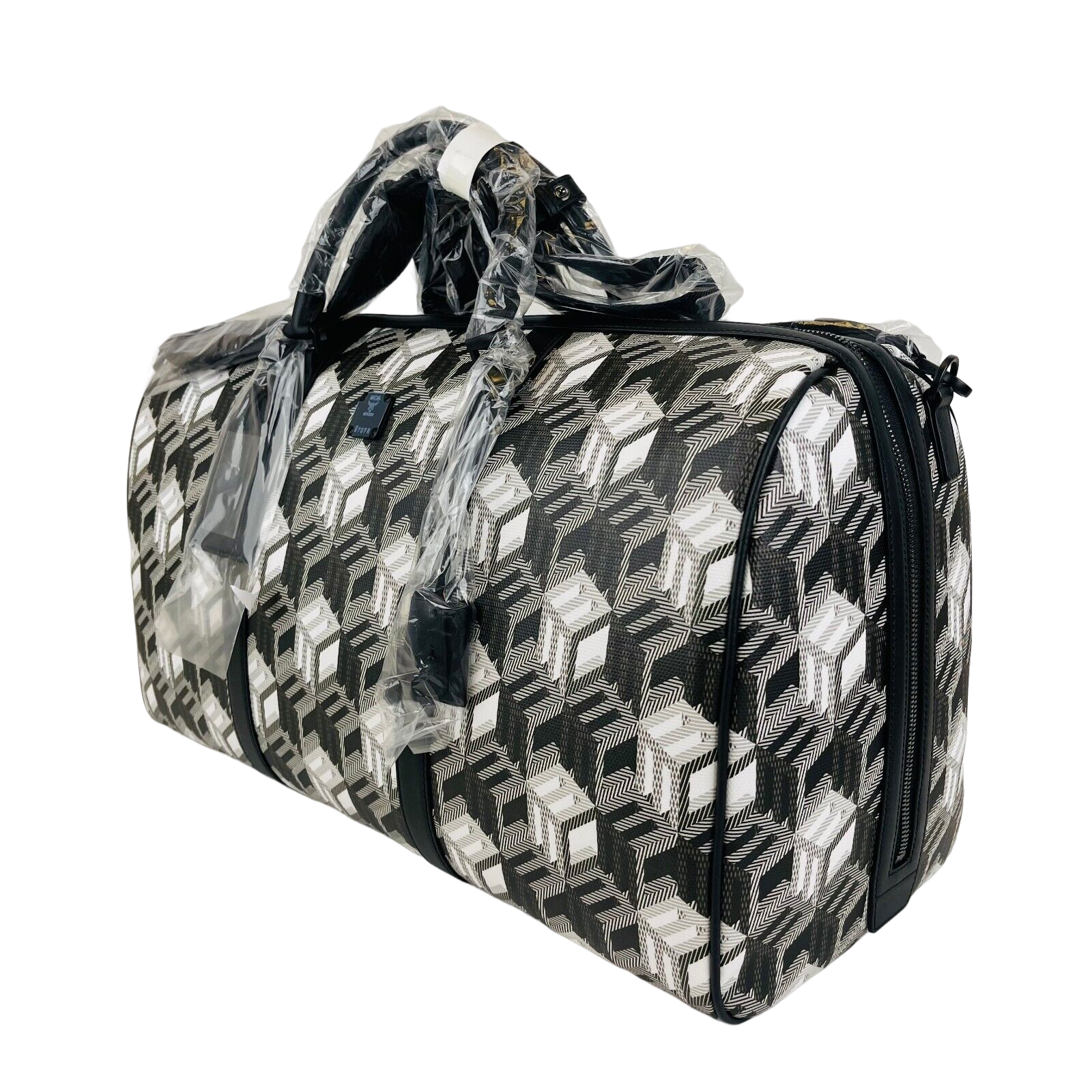 White Cubic Monogram Canvas Weekender Duffel Bag - MCM - Modalova