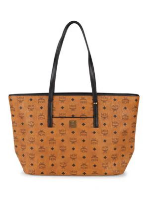 Women's Cognac Monogram Visetos Medium Shopper Tote Bag - MCM - Modalova
