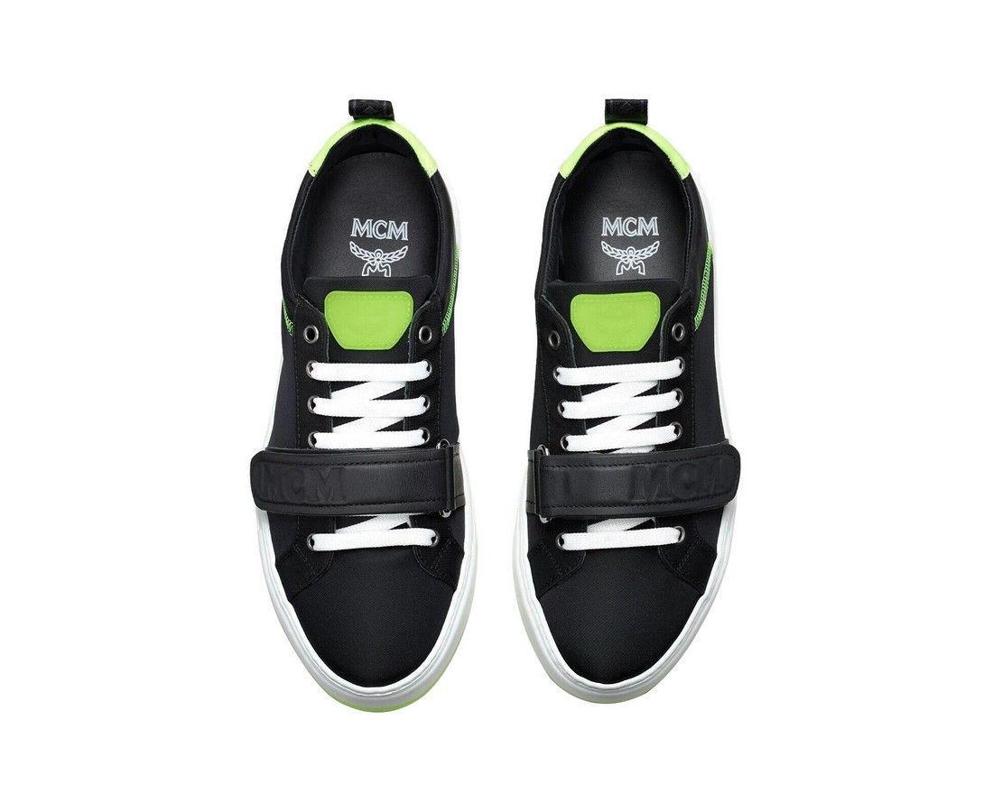 Men's Nylon Neon Green Low-Top With Strap Sneakers (42 EU / 9 US) - MCM - Modalova