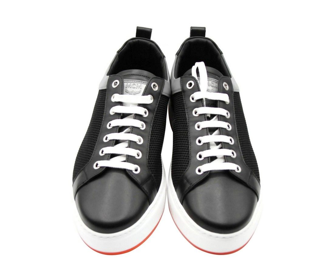 Men's Leather Silver Reflective Canvas Low Top Sneaker (41 EU / 8 US) - MCM - Modalova