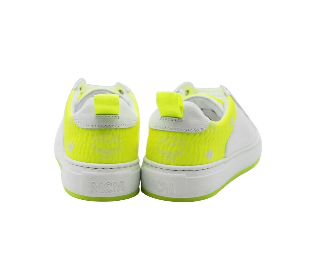 Women's Leather Neon Green Logo Trim Low Top Sneaker (36 EU / 6 US) - MCM - Modalova