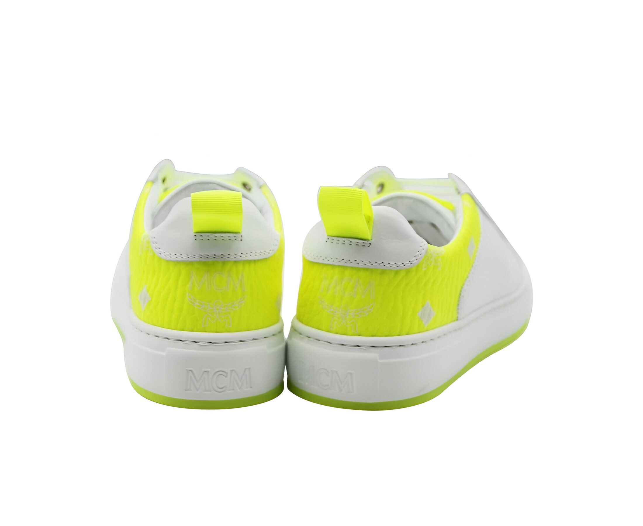 Women's Leather Neon Green Logo Trim Low Top Sneaker (37 EU / 7 US) - MCM - Modalova