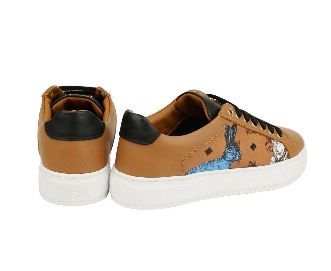 Women's Cognac Visetos Leather Rabbit Print Sneakers (35 EU / 5 US) - MCM - Modalova