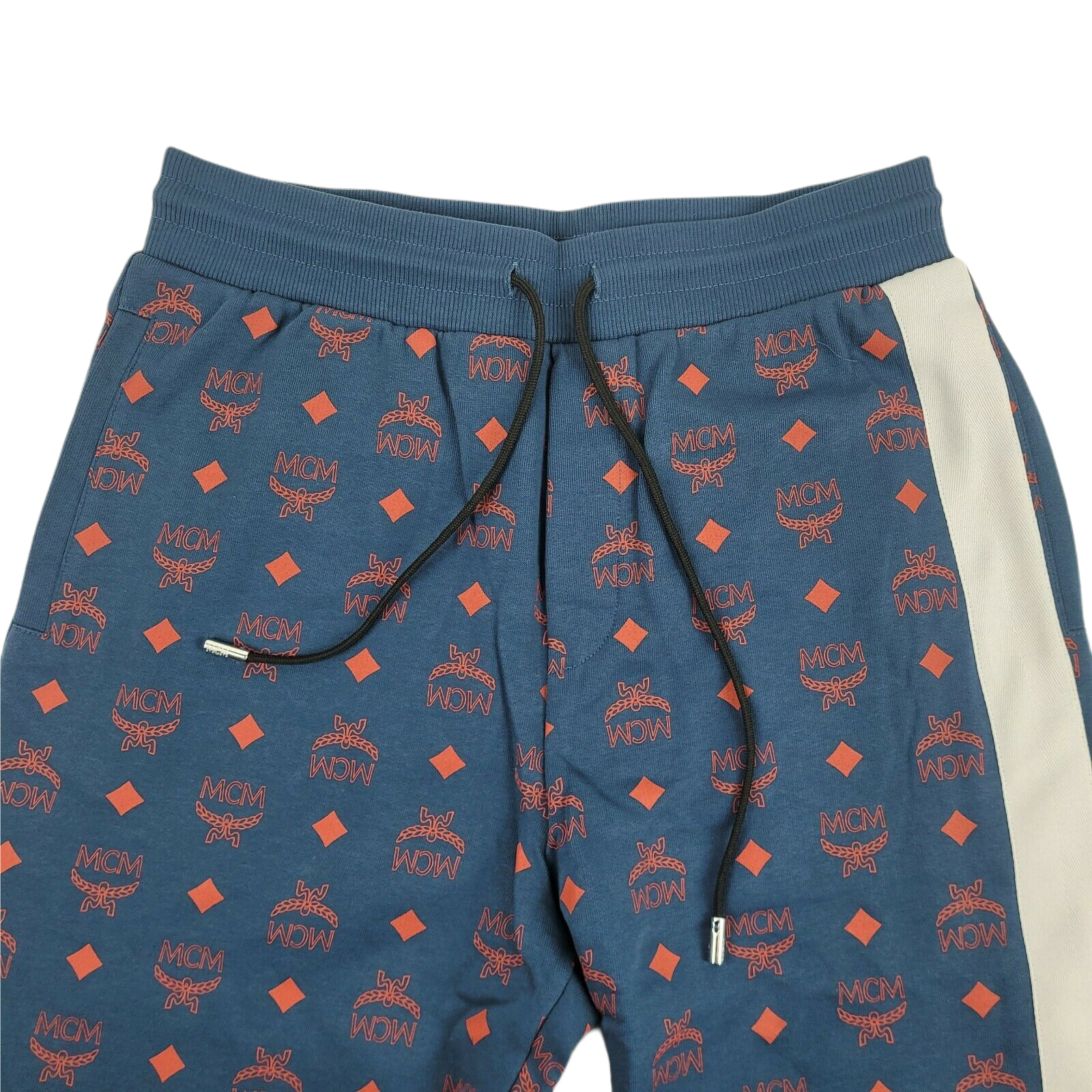 Men's Deep Sea Cotton Monogram and Stripe Sweat Pants (Regular; L) - MCM - Modalova