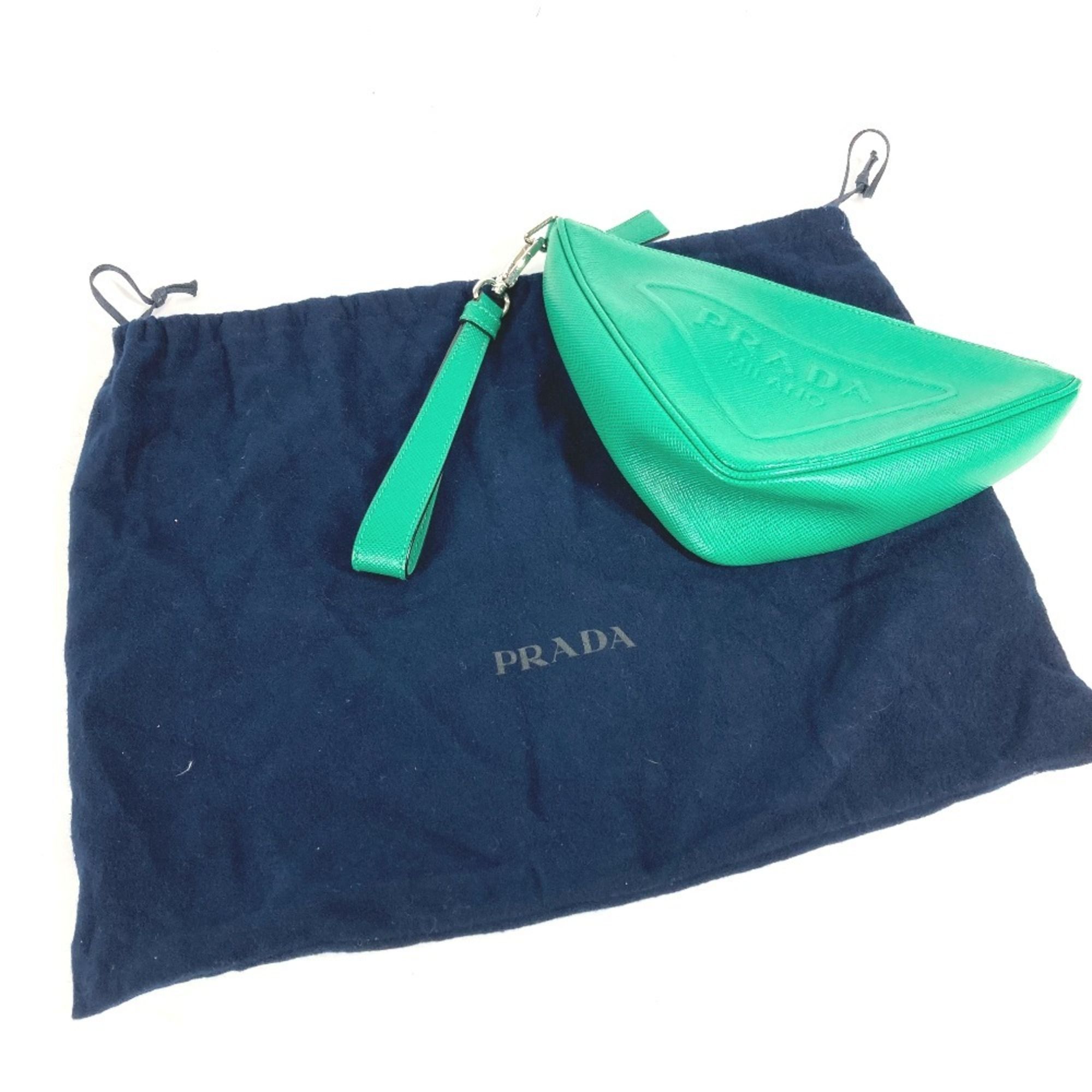 Saffiano Triangle Clutch Bag Pouch (Pre-Owned) - Prada - Modalova