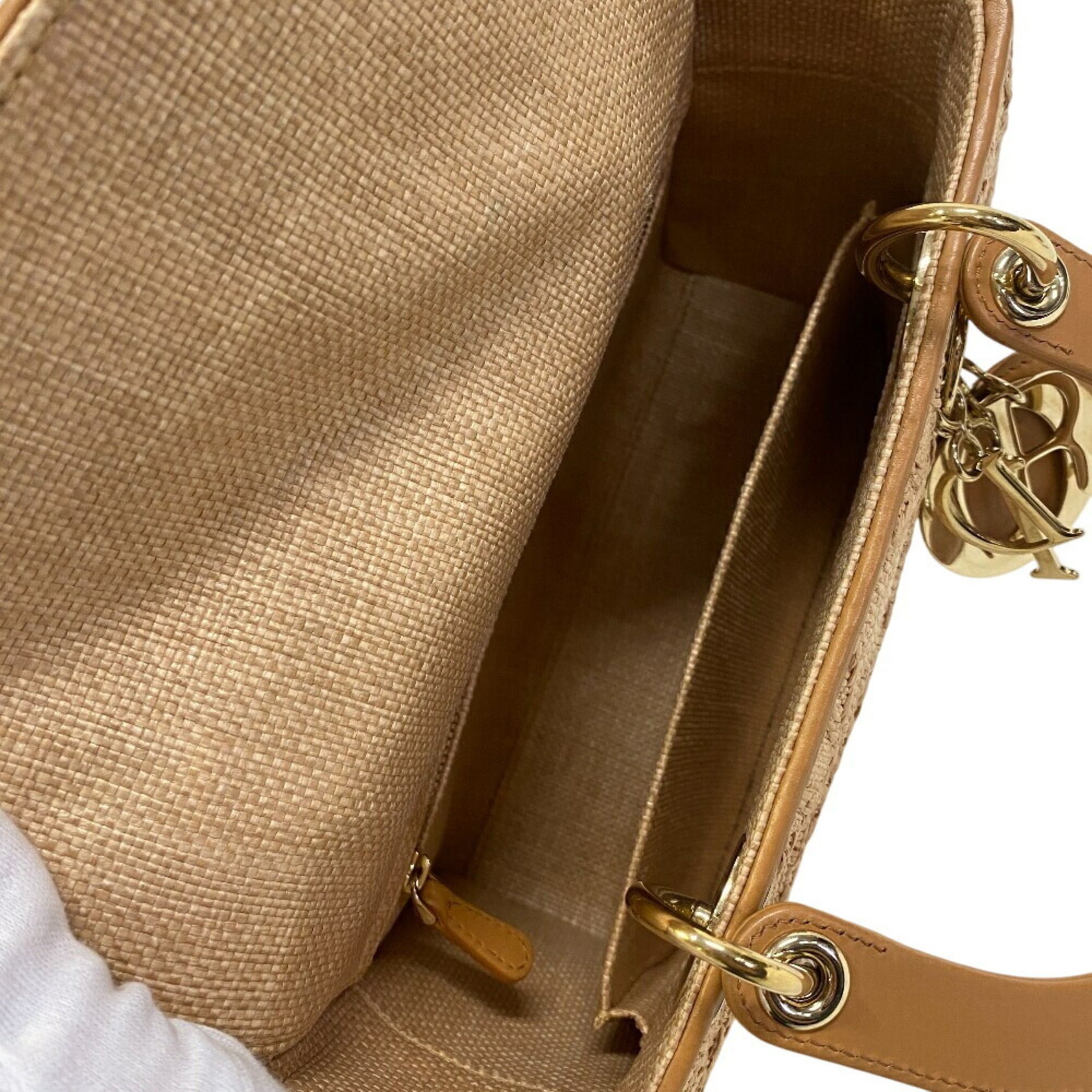 Raffia Leather Shoulder Bag (Pre-Owned) - Christian Dior - Modalova
