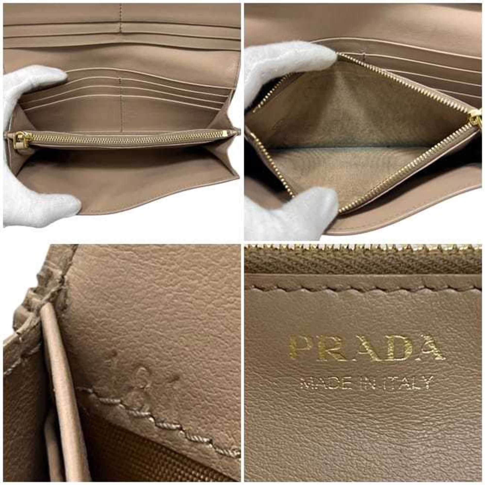 Leather Long Wallet (Bi-Fold) (Pre-Owned) - Prada - Modalova