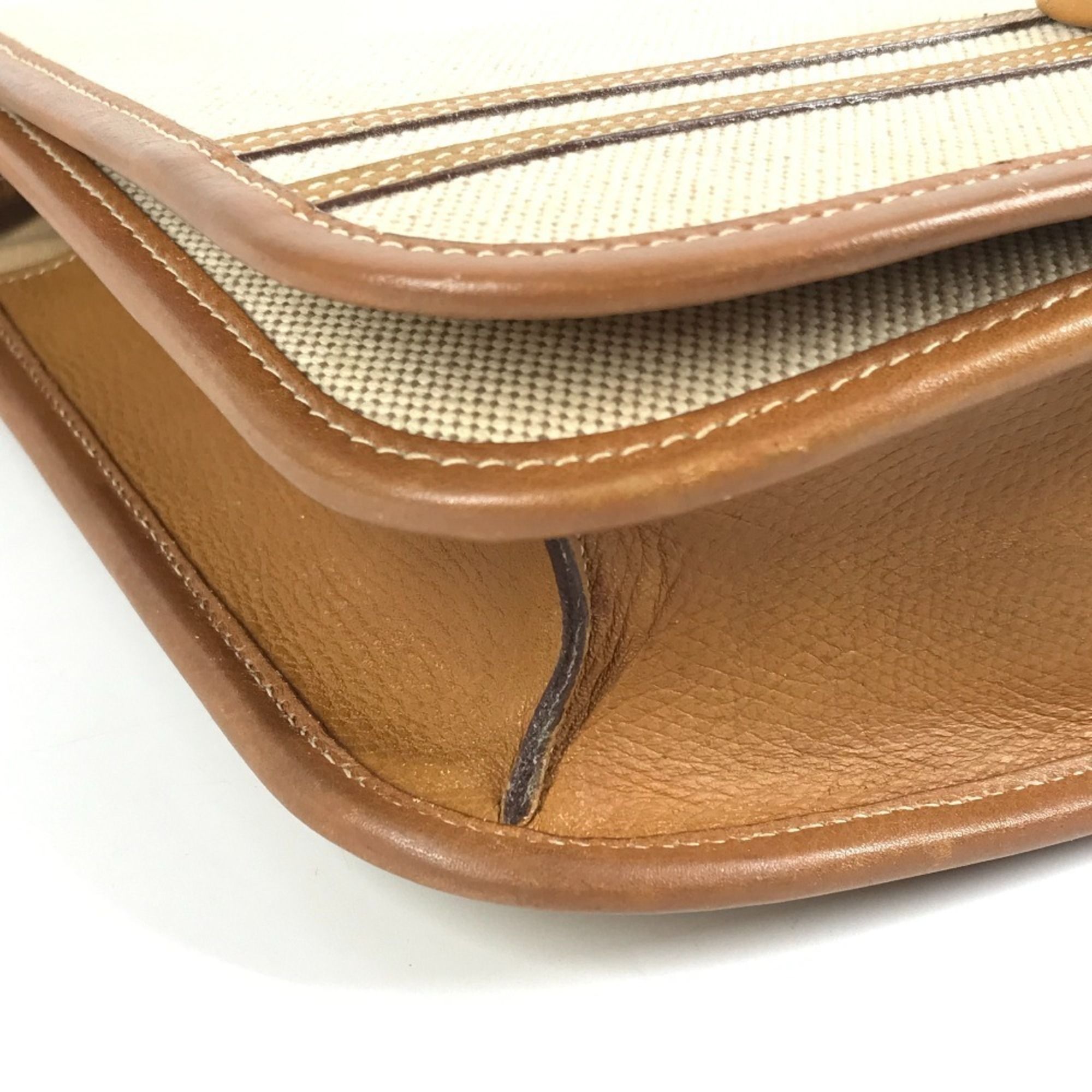 Leather Canvas Handbag Pochette Shoulder Bag (Pre-Owned) - Hermes - Modalova