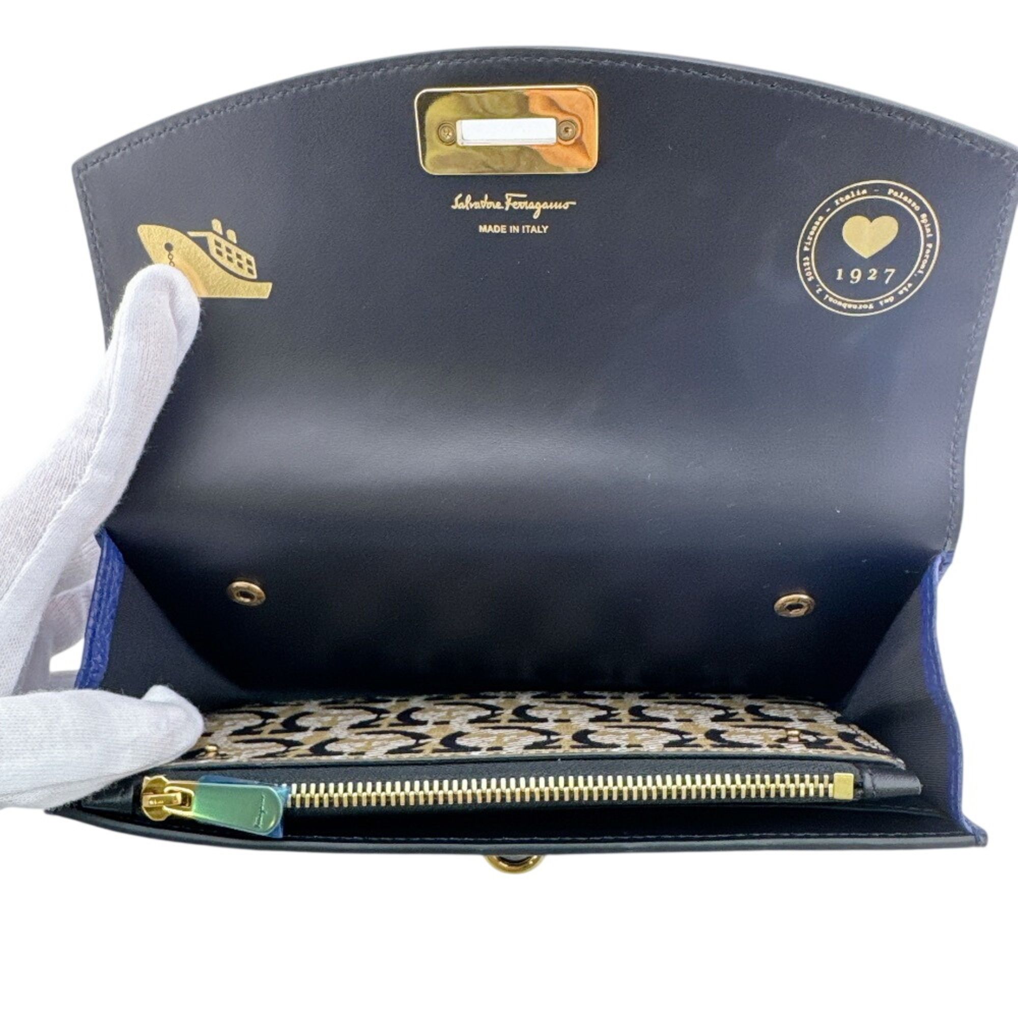 Leather Long Wallet (Tri-Fold) (Pre-Owned) - Salvatore Ferragamo - Modalova