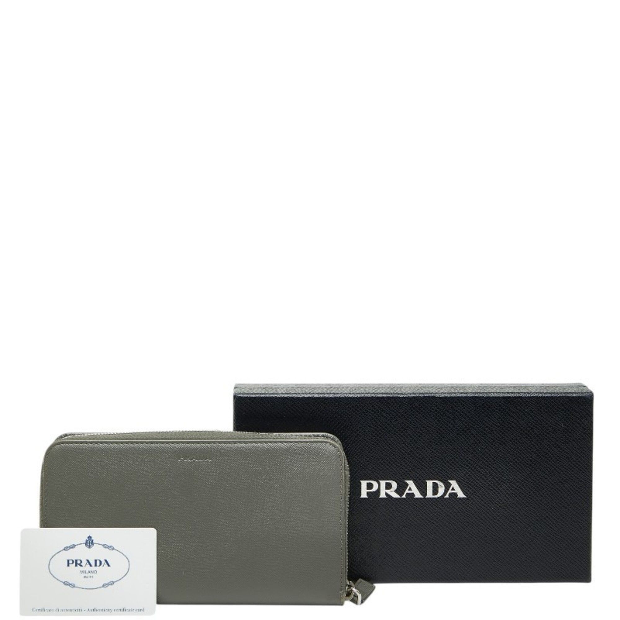 Saffiano Triangle Leather Long Wallet (Bi-Fold) (Pre-Owned) - Prada - Modalova
