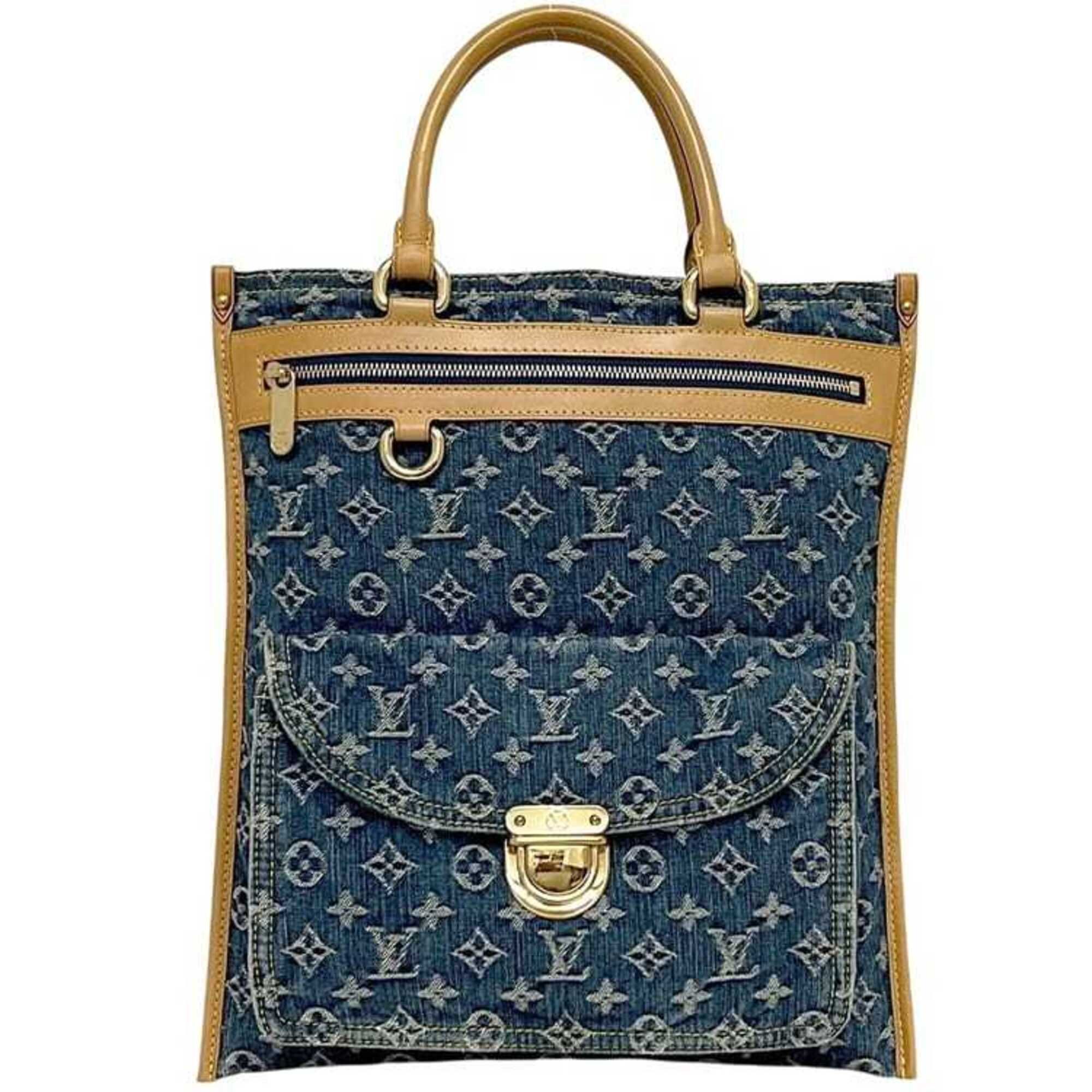Monogram Denim Leather Tote Bag (Pre-Owned) - Louis Vuitton - Modalova