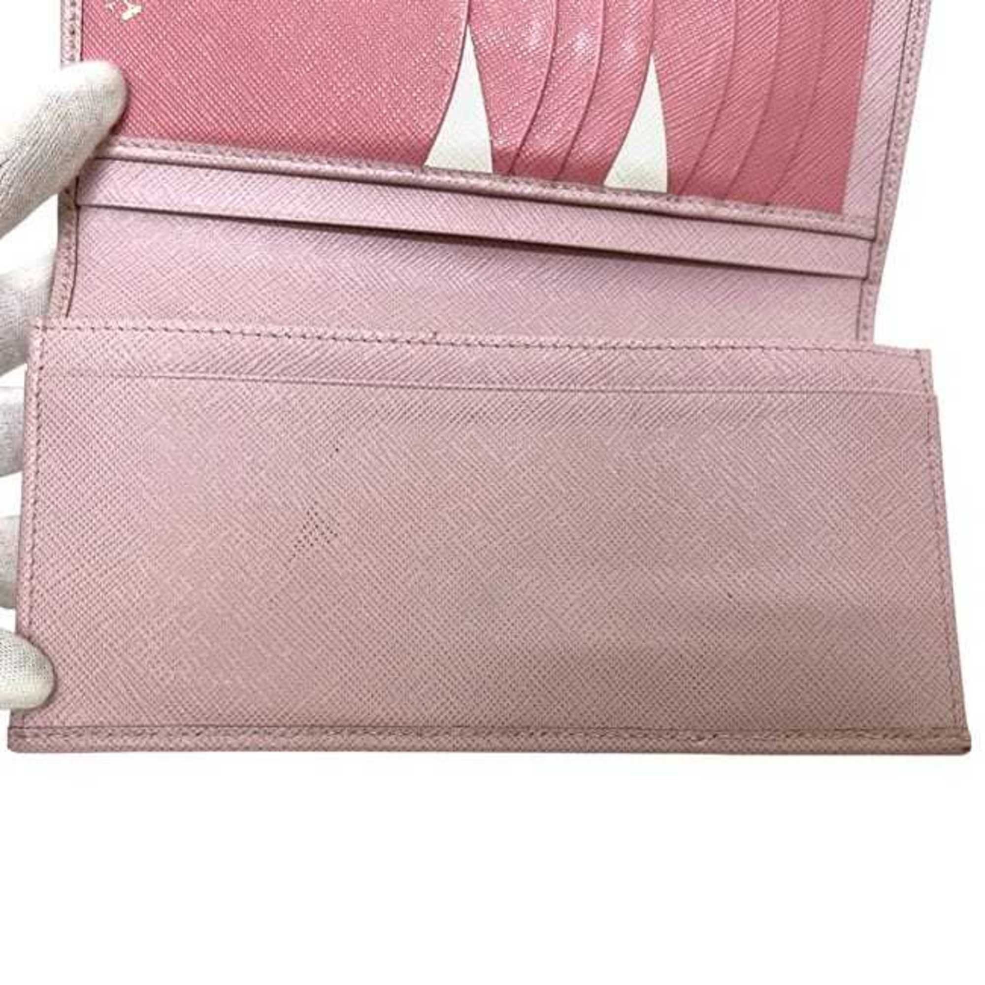Leather Saffiano Triangle Long Wallet (Bi-Fold) (Pre-Owned) - Prada - Modalova