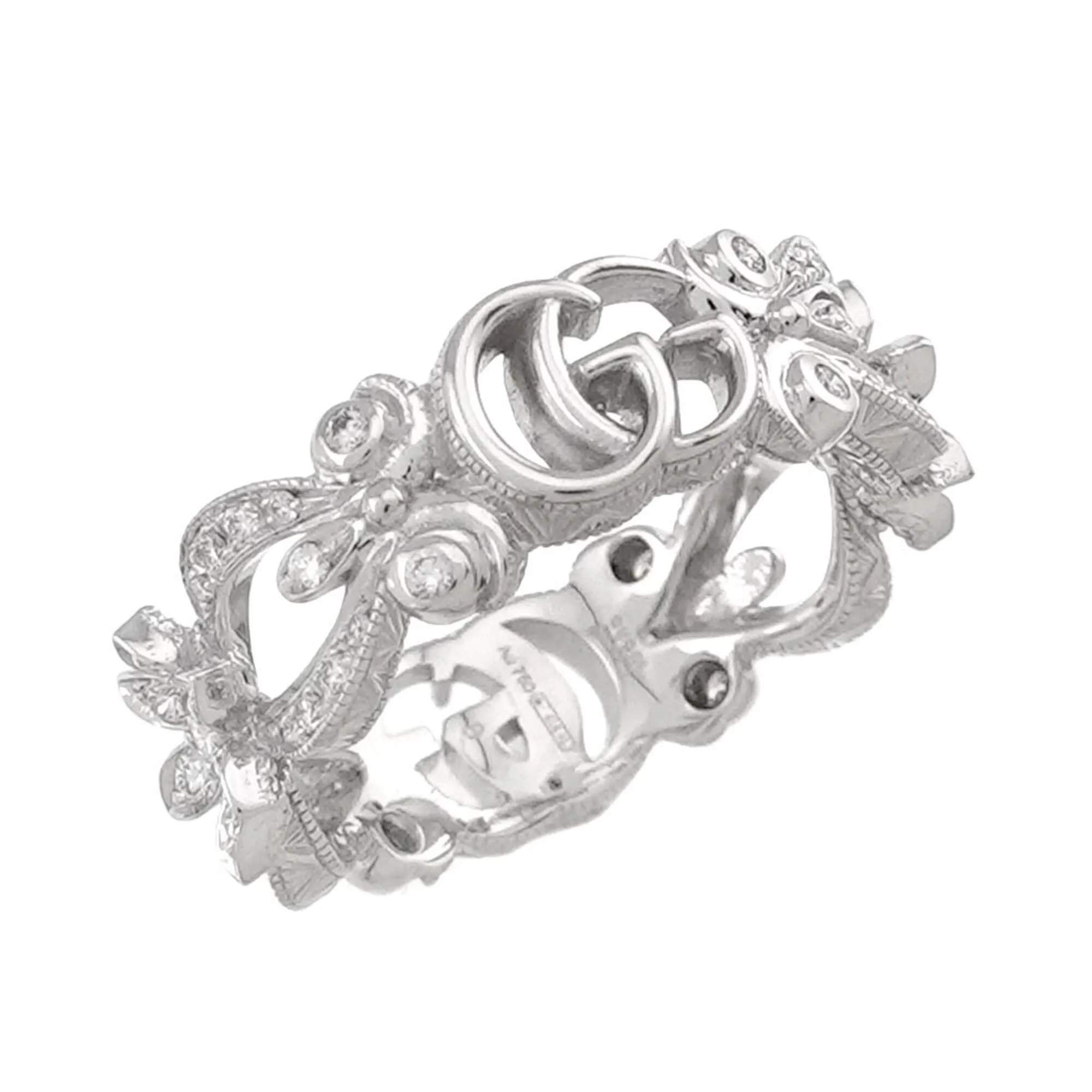 White Gold (18K) Band Ring (Pre-Owned) - Gucci - Modalova