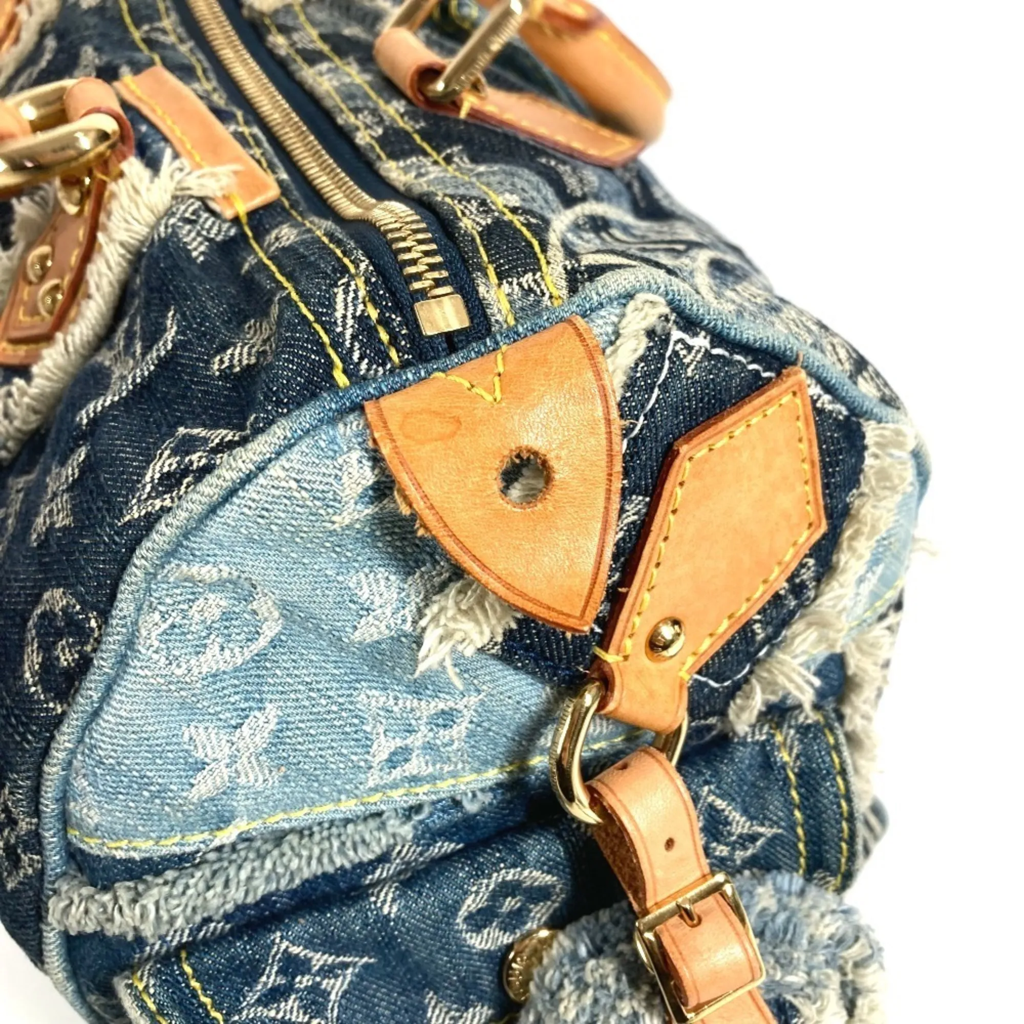 Monogram Denim Canvas Boston Bag Handbag (Pre-Owned) - Louis Vuitton - Modalova