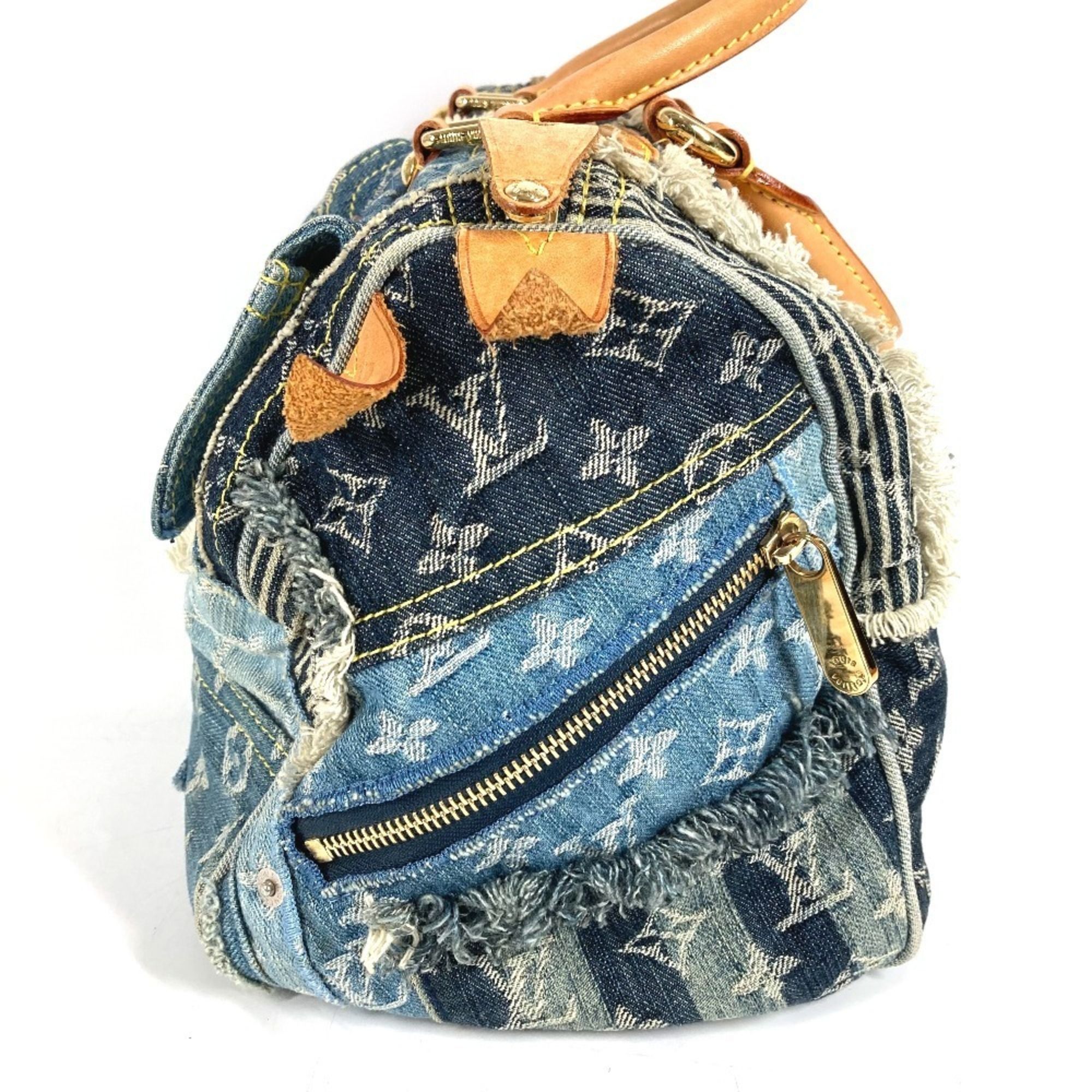 Monogram Denim Canvas Boston Bag Handbag (Pre-Owned) - Louis Vuitton - Modalova