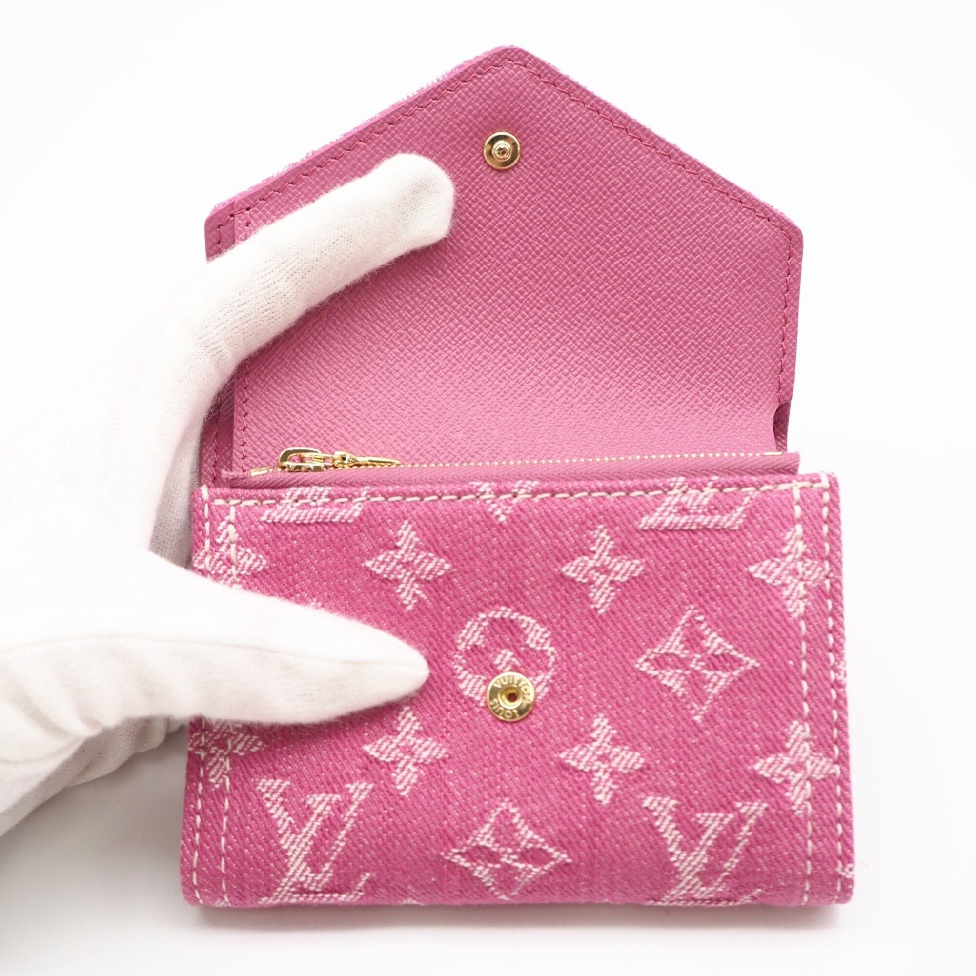 Monogram Denim Canvas Leather Wallet (Tri-Fold) (Pre-Owned) - Louis Vuitton - Modalova