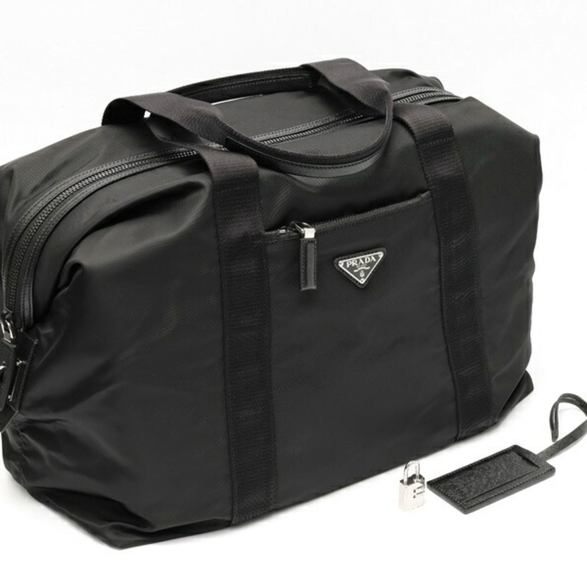 Nylon Leather Fabric Saffiano Boston Bag (Pre-Owned) - Prada - Modalova