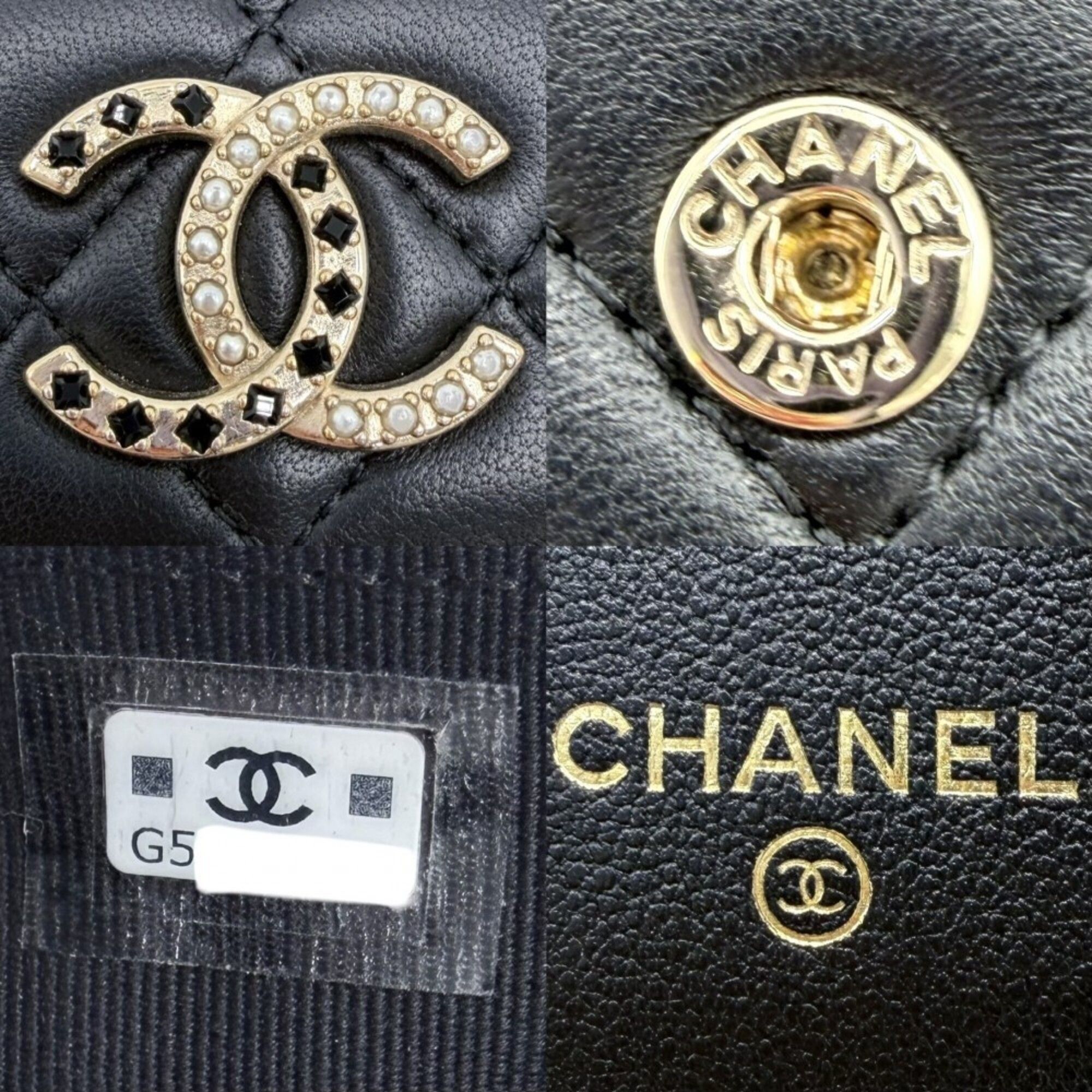 Rhinestone Leather Artificial Pearl Wallet (Tri-Fold) (Pre-Owned) - Chanel - Modalova