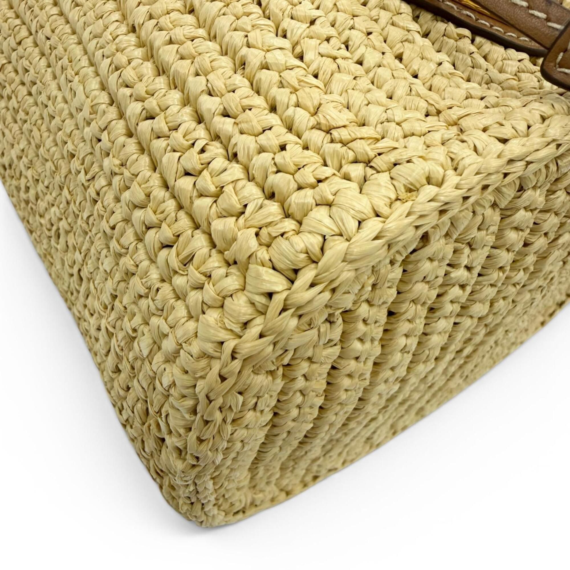 Leather Raffia Handbag Shoulder Bag (Pre-Owned) - Prada - Modalova