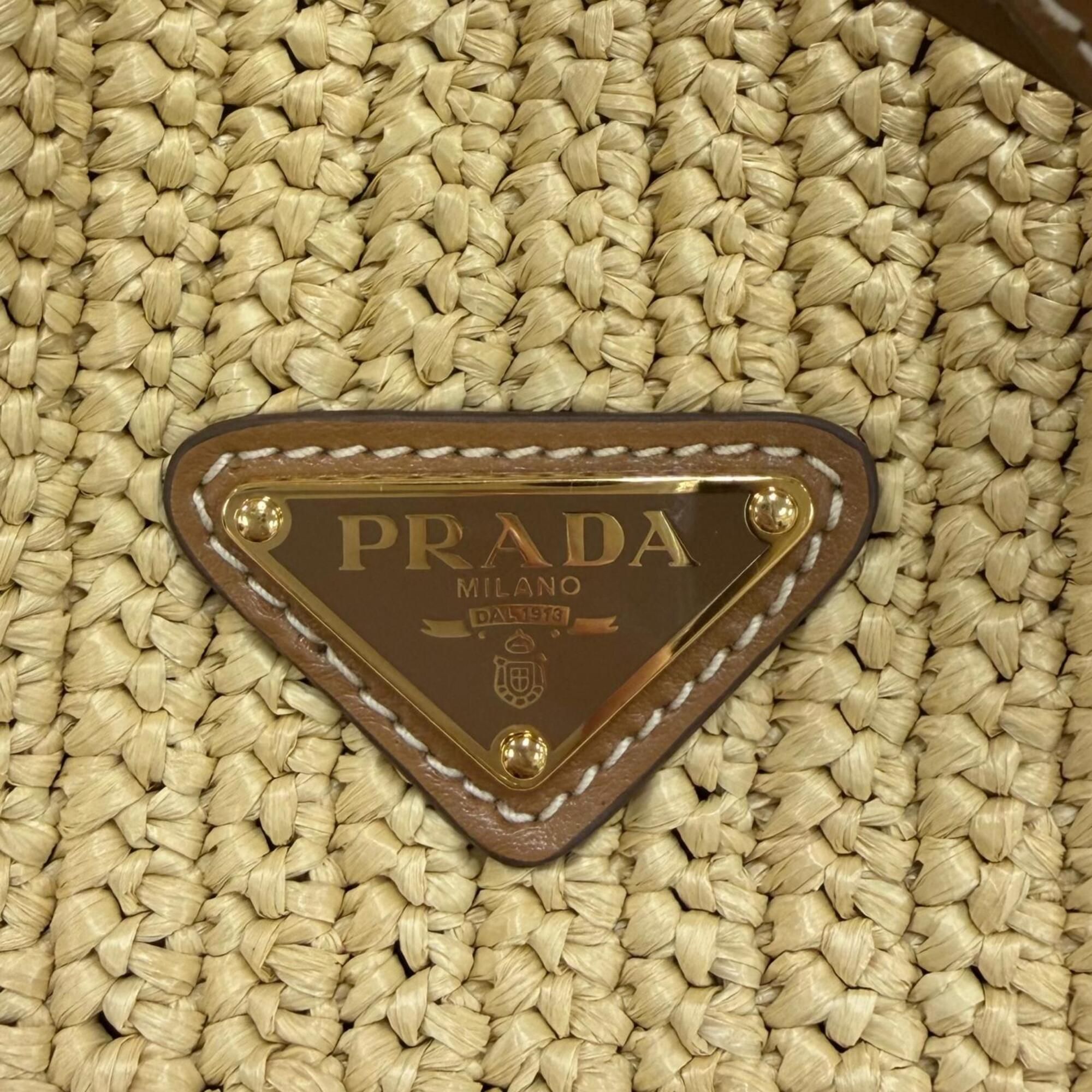 Leather Raffia Handbag Shoulder Bag (Pre-Owned) - Prada - Modalova