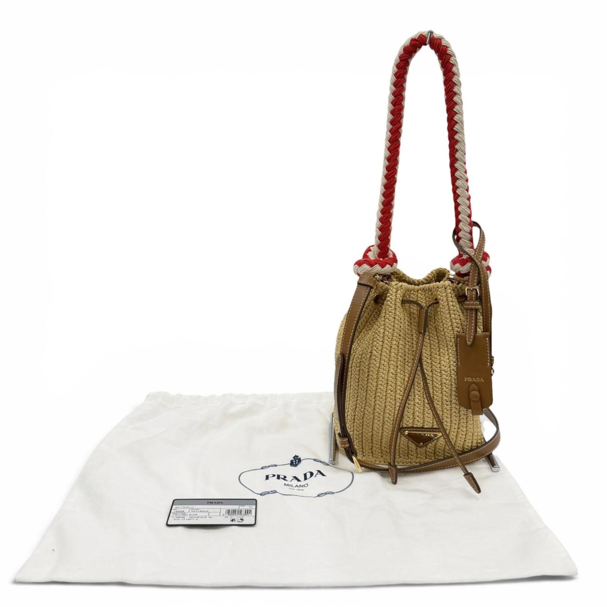 Leather Raffia Handbag Shoulder Bag (Pre-Owned) - Prada - Modalova