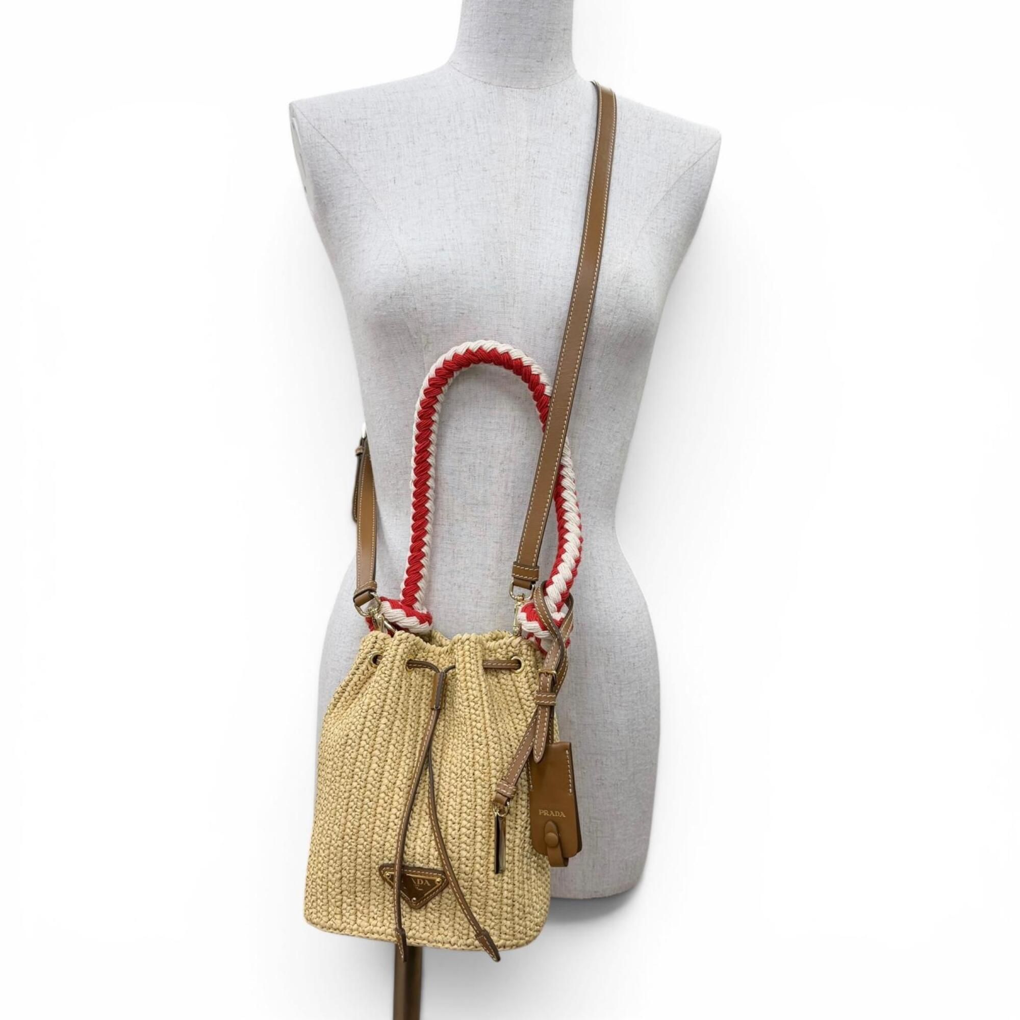 Leather Raffia Handbag Shoulder Bag (Pre-Owned) - Prada - Modalova
