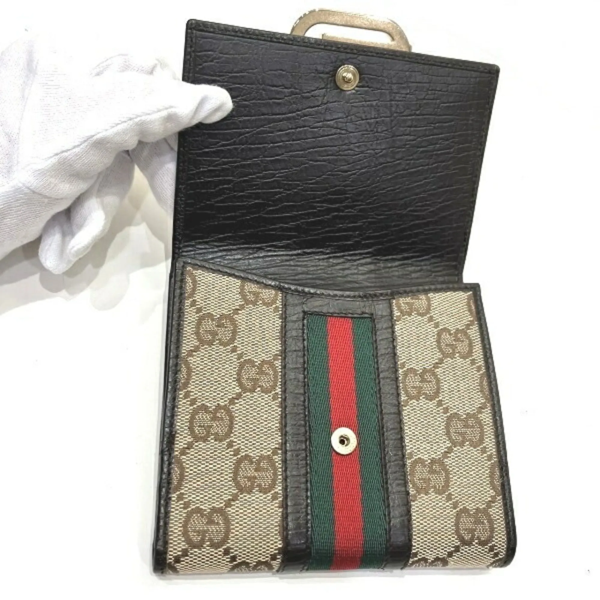 Leather Canvas Wallet (Tri-Fold) (Pre-Owned) - Gucci - Modalova