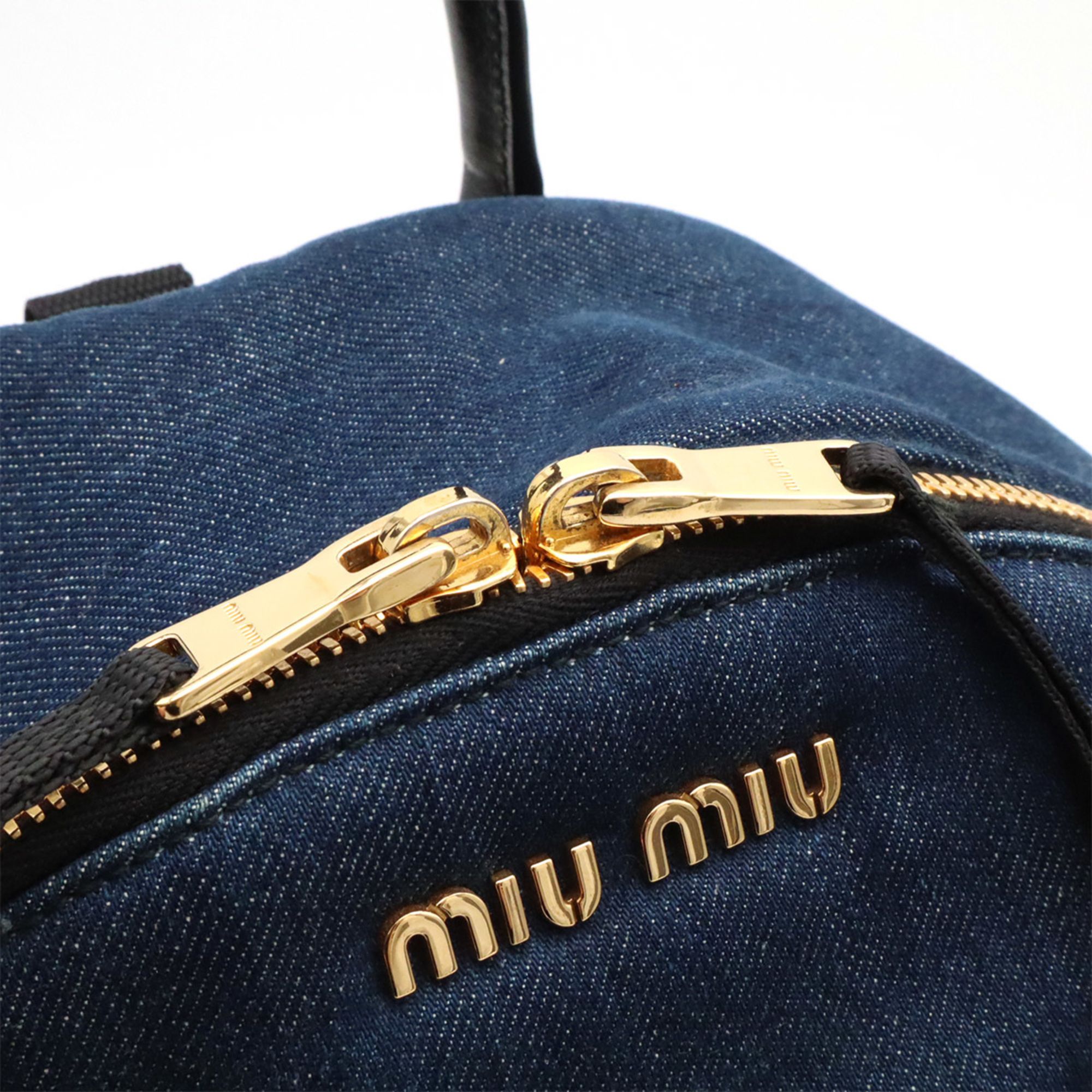 Denim Leather Backpack (Pre-Owned) - Miu Miu - Modalova