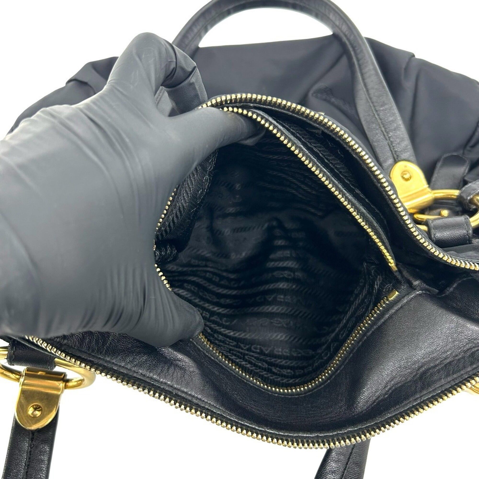 Nylon Leather Shoulder Bag Tote Bag (Pre-Owned) - Prada - Modalova