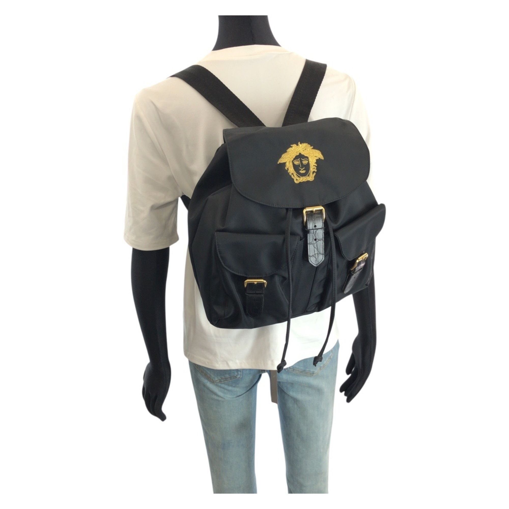 Nylon Leather Backpack (Pre-Owned) - Versace - Modalova