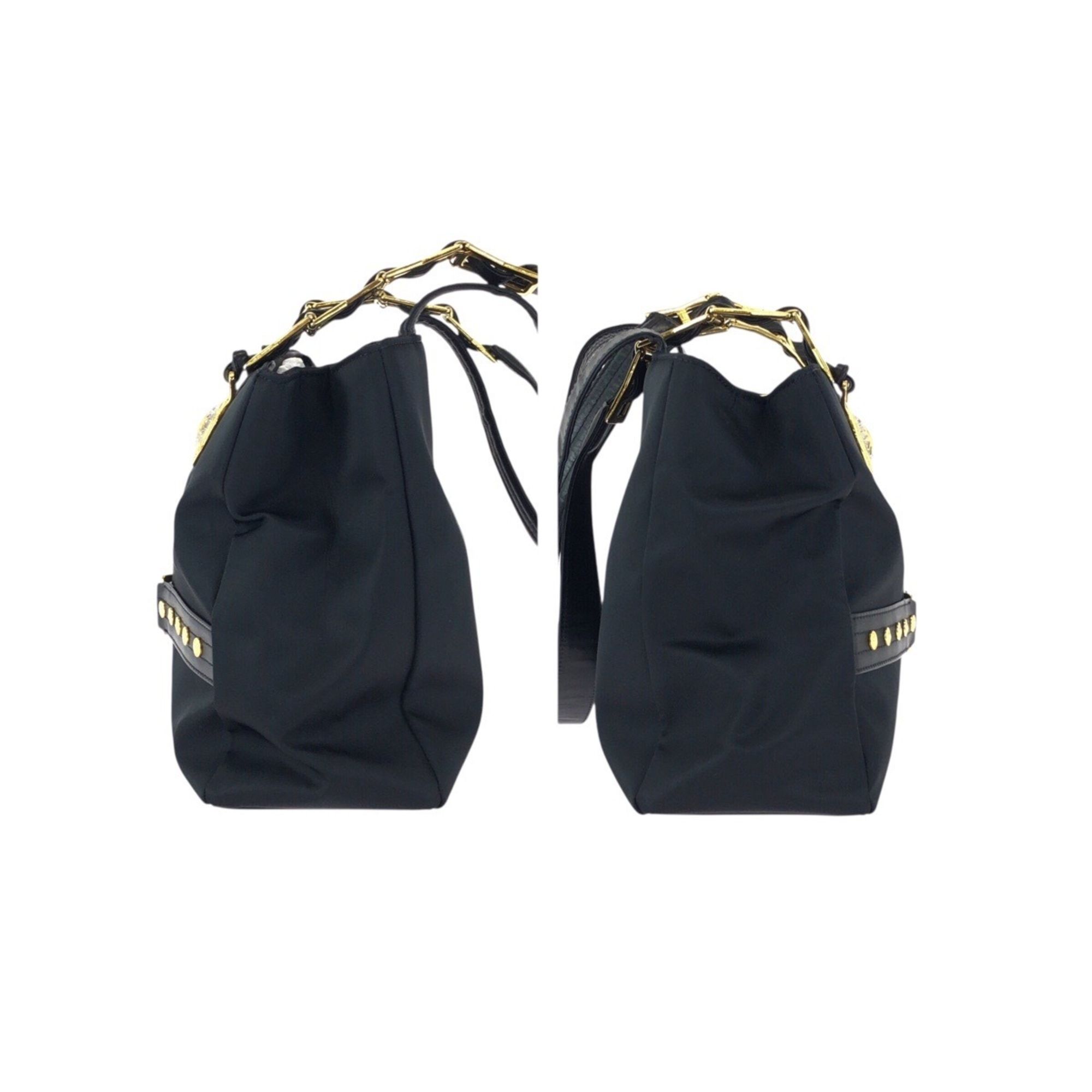 Nylon Leather Shoulder Bag Tote Bag (Pre-Owned) - Versace - Modalova