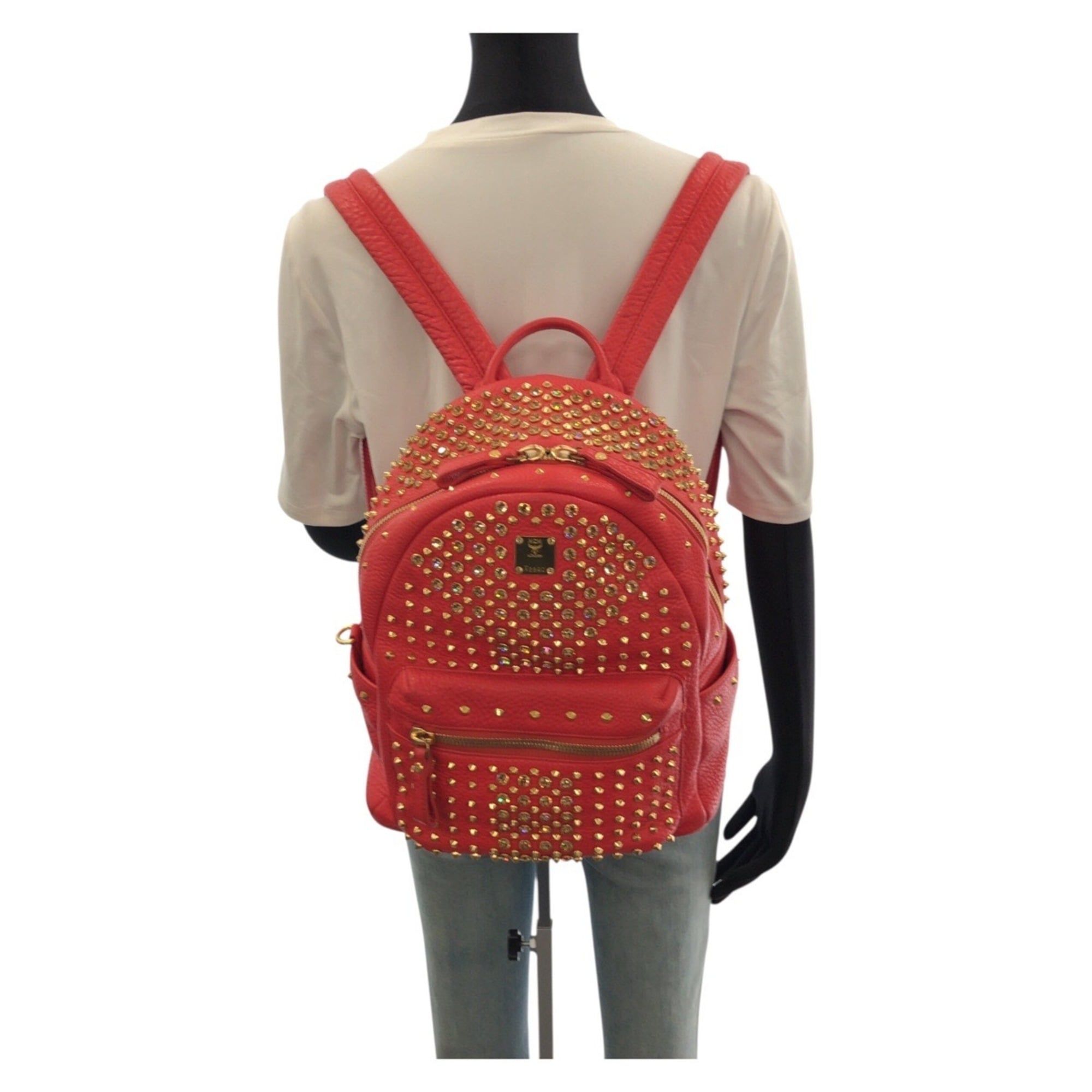 Leather Rhinestone Backpack (Pre-Owned) - MCM - Modalova