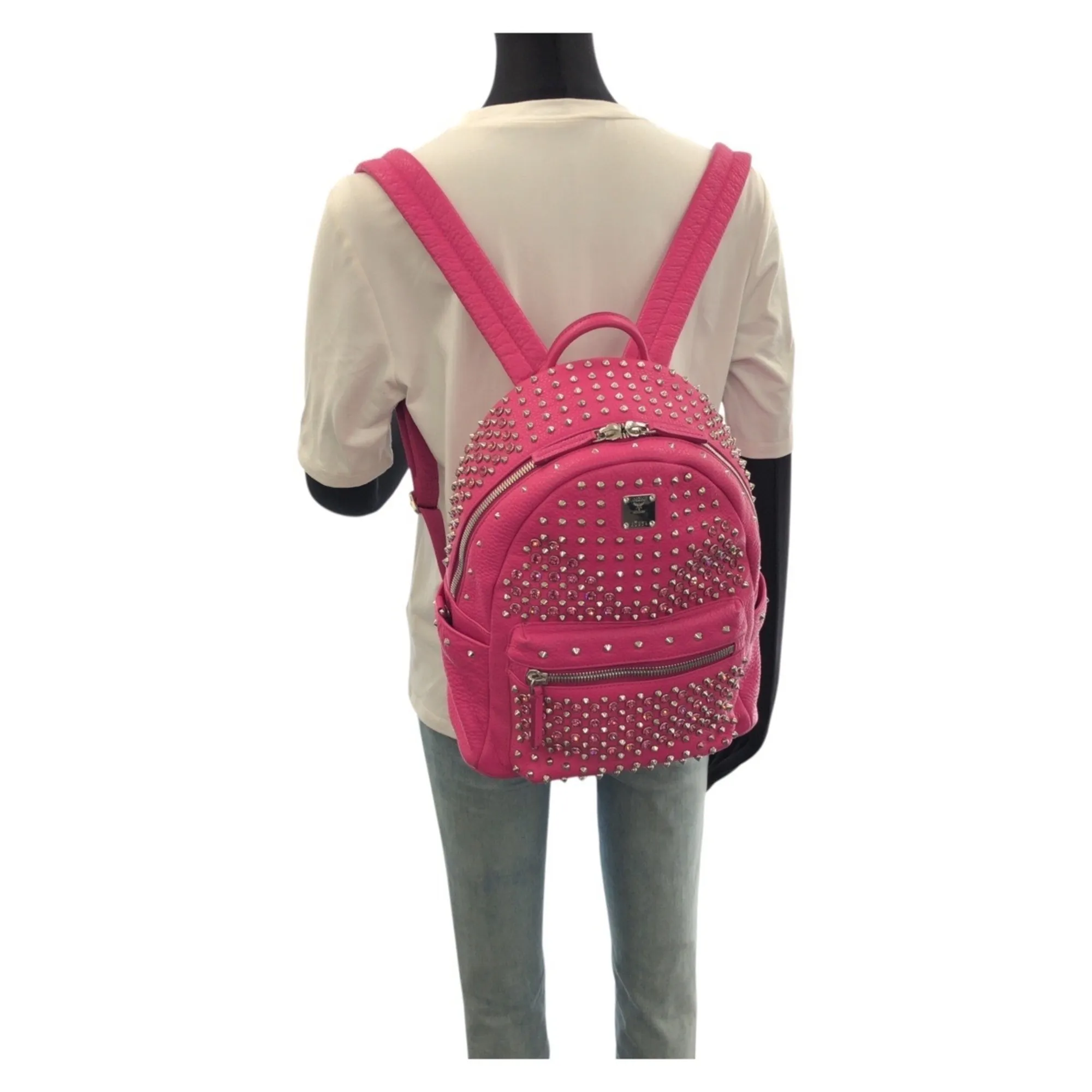 Leather Rhinestone Backpack (Pre-Owned) - MCM - Modalova