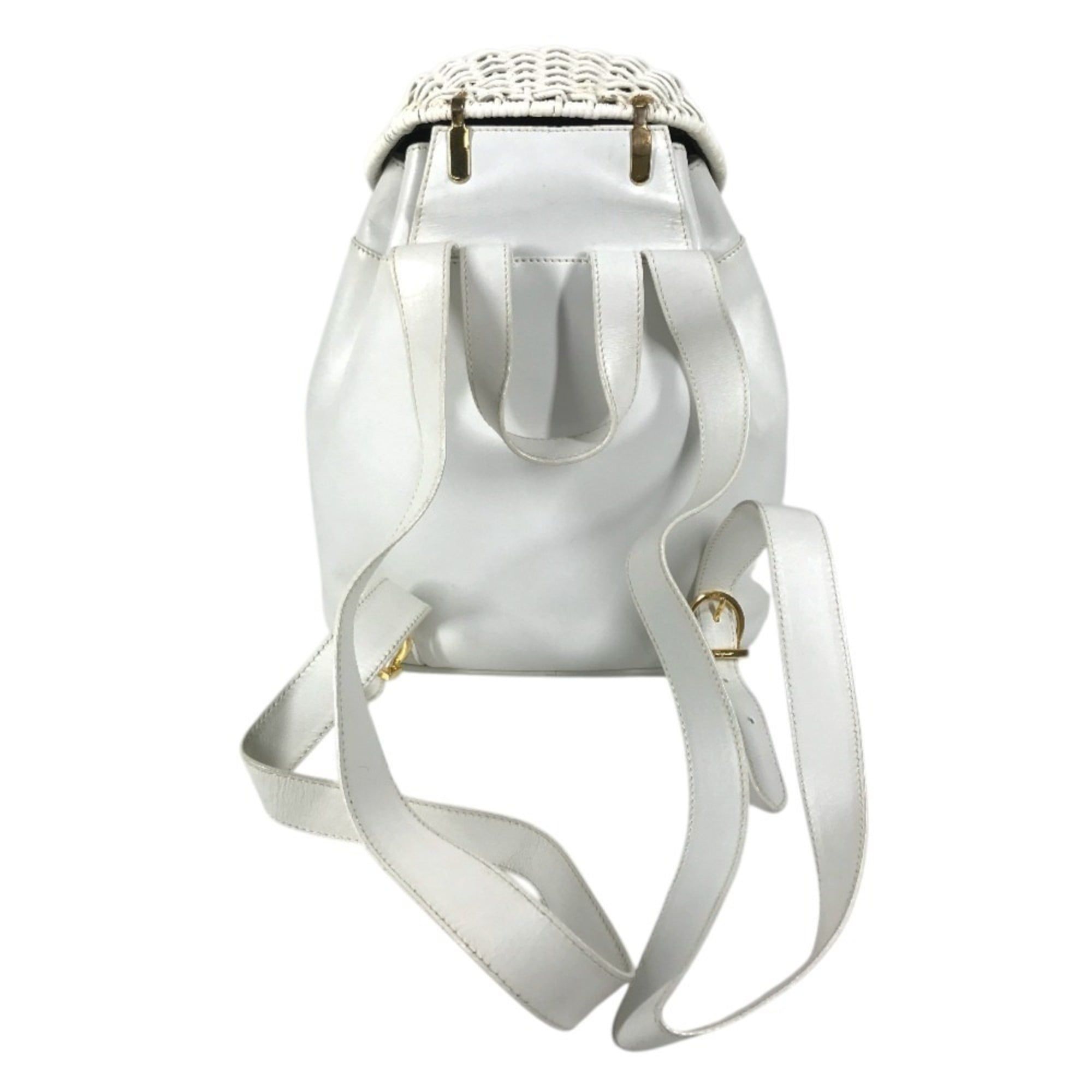 Gancini Straw Leather Backpack (Pre-Owned) - Salvatore Ferragamo - Modalova