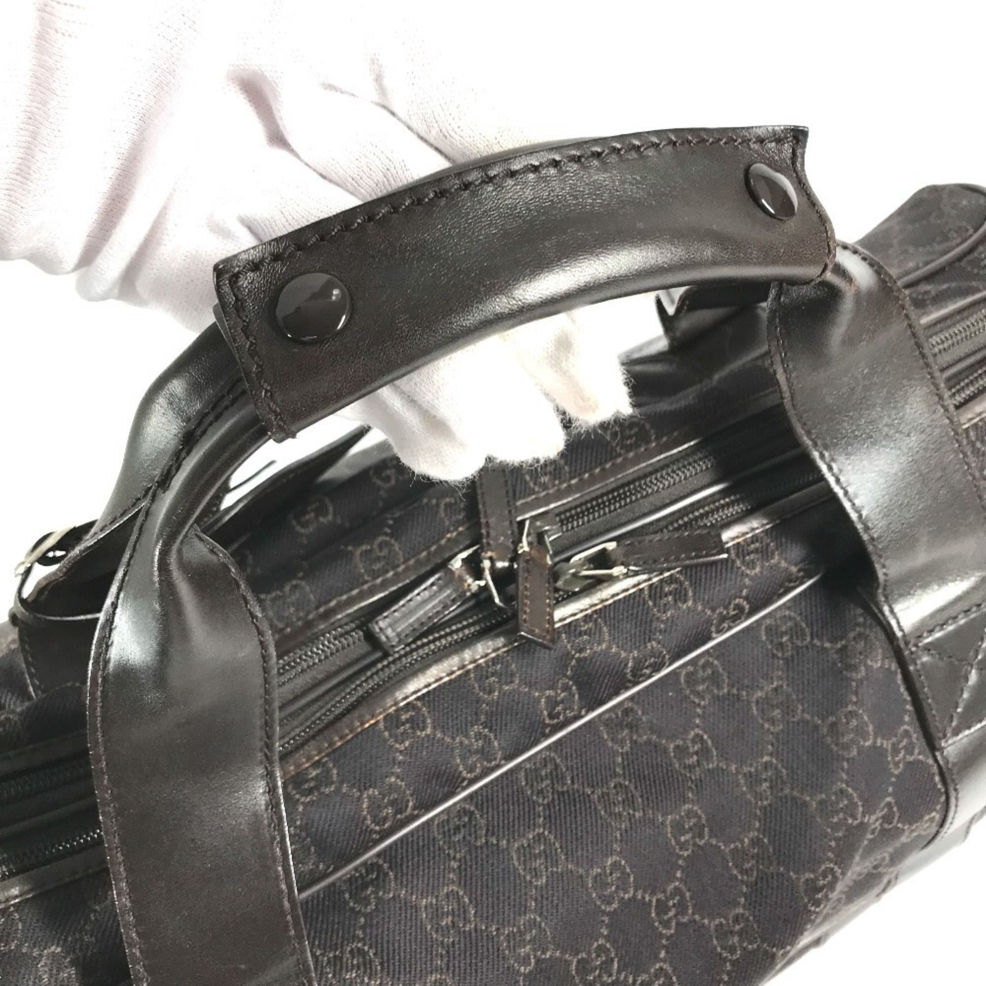 Gg Canvas Leather Boston Bag (Pre-Owned) - Gucci - Modalova