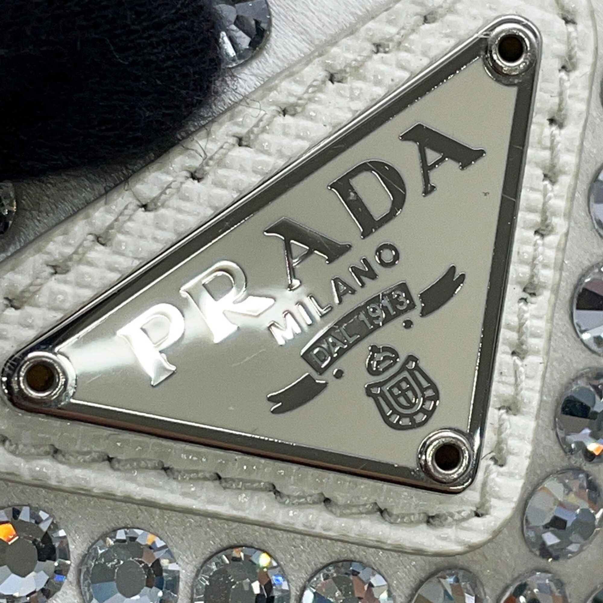 Rhinestone Saffiano Triangle Handbag (Pre-Owned) - Prada - Modalova