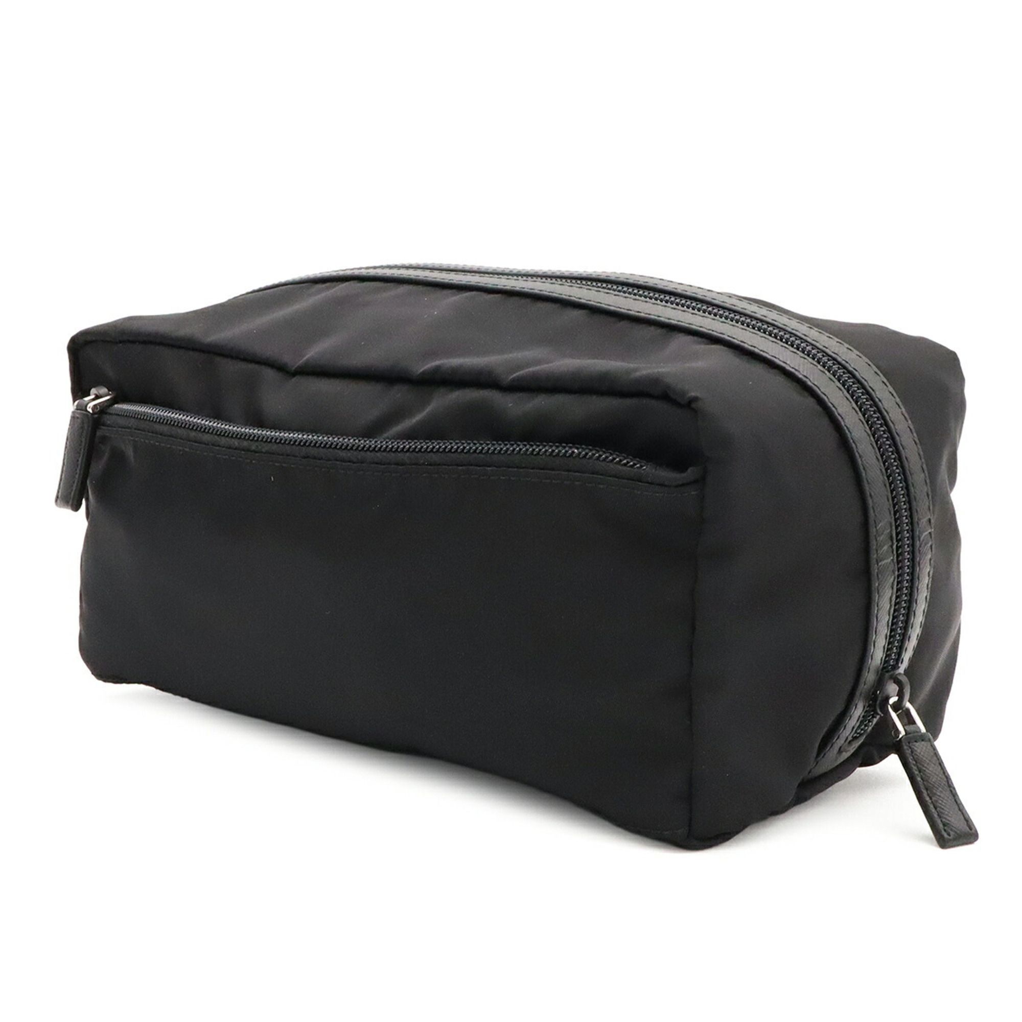 Nylon Leather Clutch Bag Handbag Pouch (Pre-Owned) - Prada - Modalova